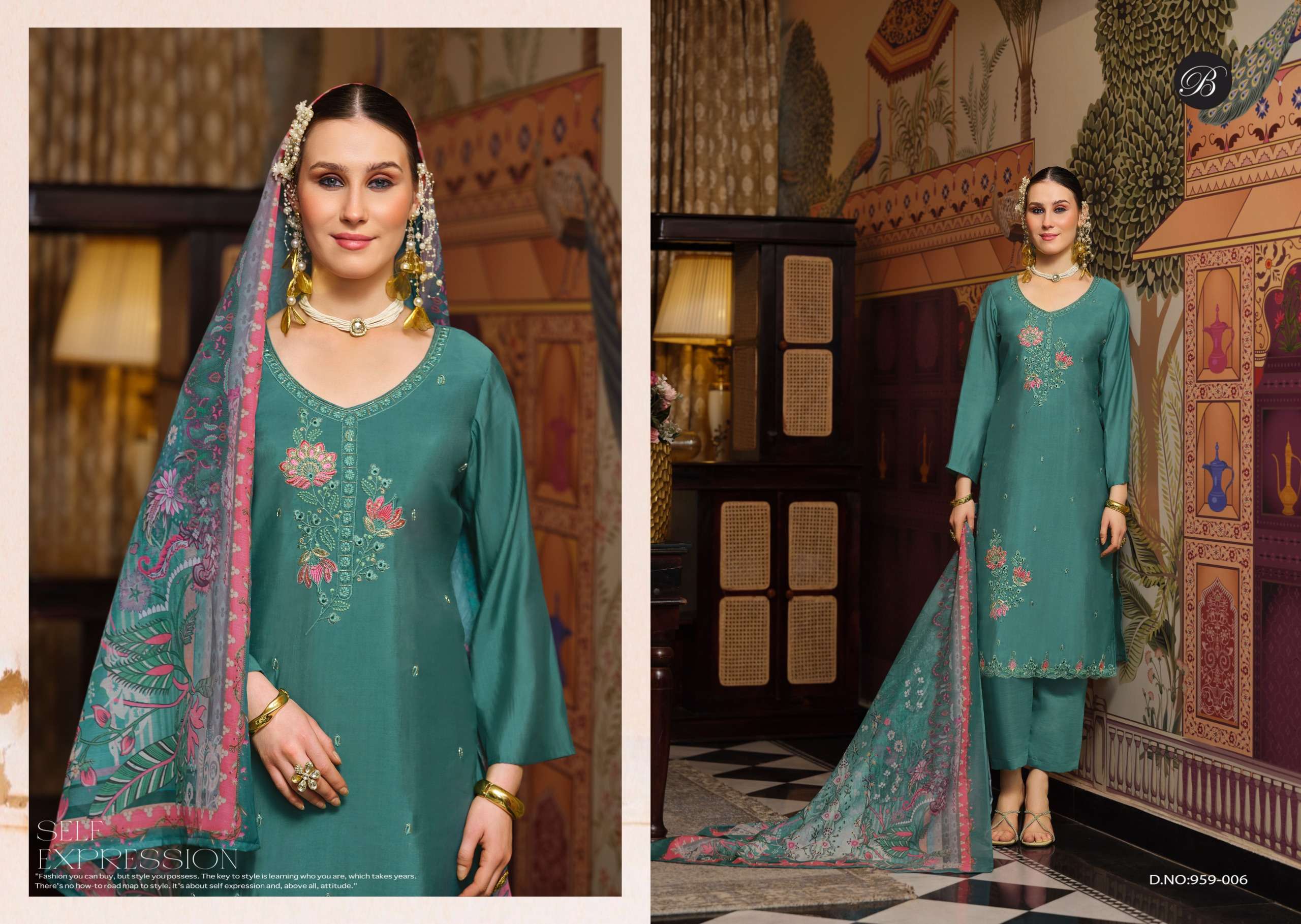 BELLIZA DESIGNER STUDIO GULFAM MUSLIN HEAVY EMBROIDERY DESIGNER WORK SUIT