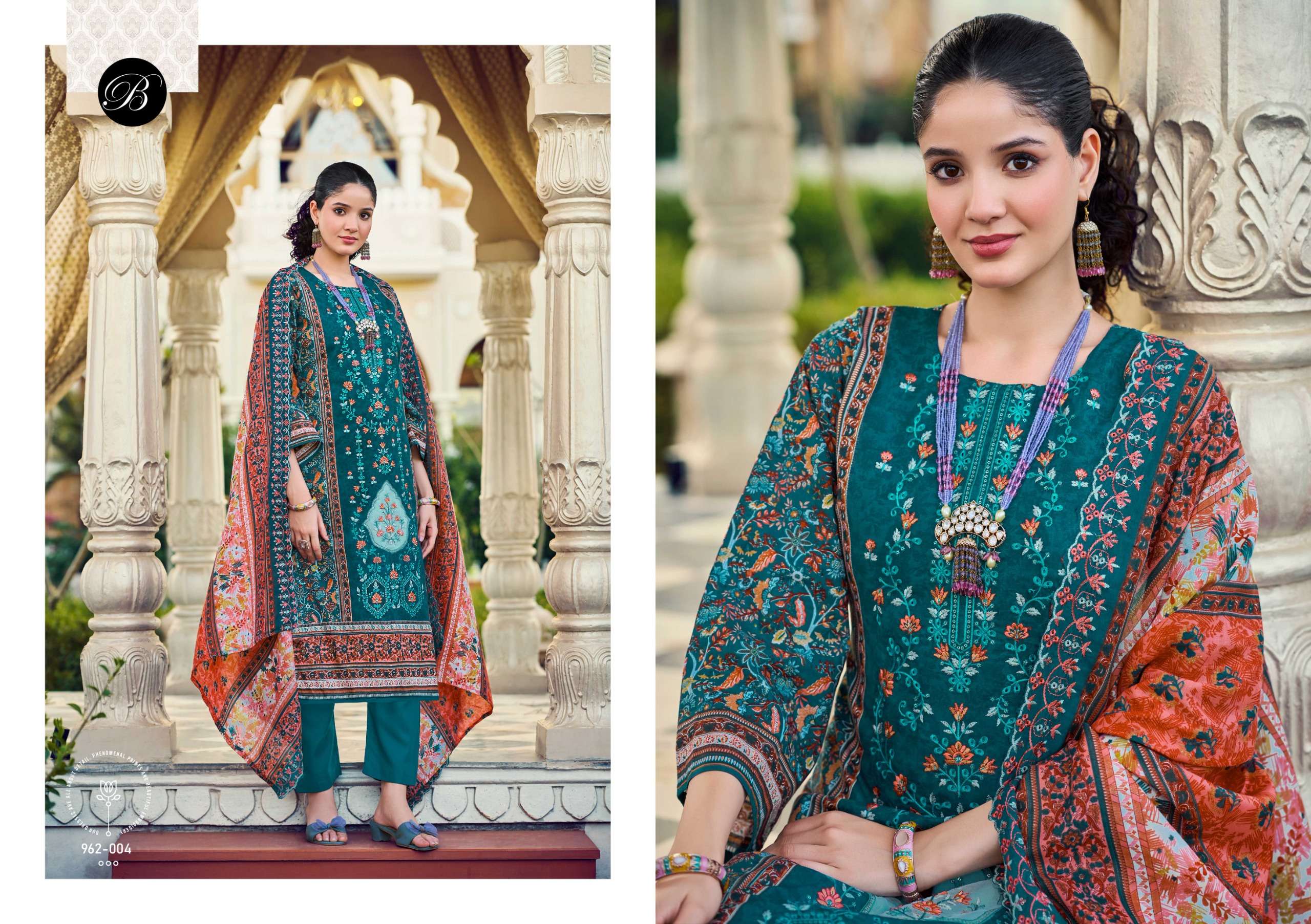 BELLIZA DESIGNER STUDIO GUZARISH VOL 24 COTTON DIGITAL PRINT WITH FANCY EMBROIDERY WORK SUIT