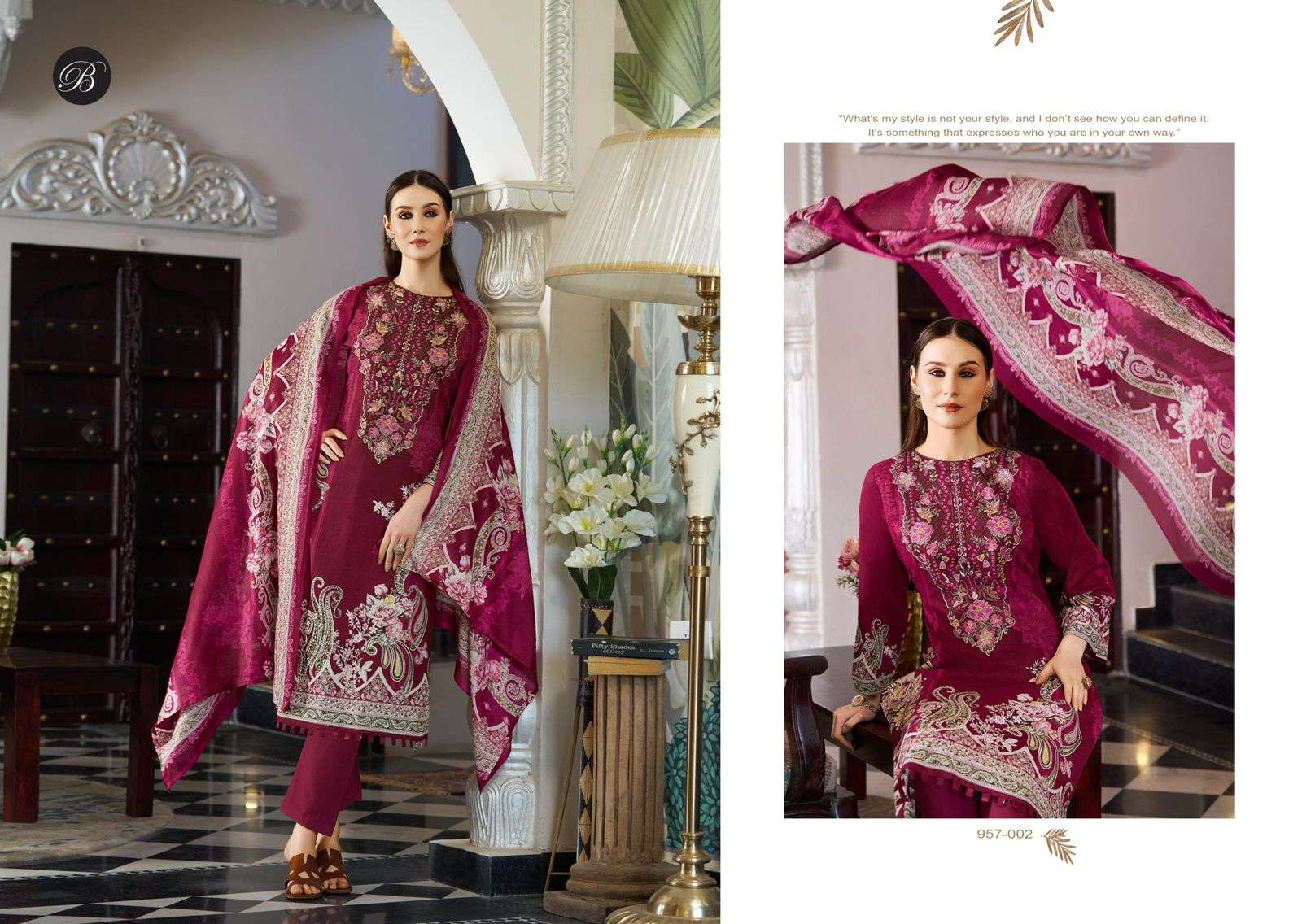 BELLIZA DESIGNER STUDIO NAIRA VOL 134 COTTON DIGITAL PRINTS WITH FANCY EMBROIDERY WORK SUIT