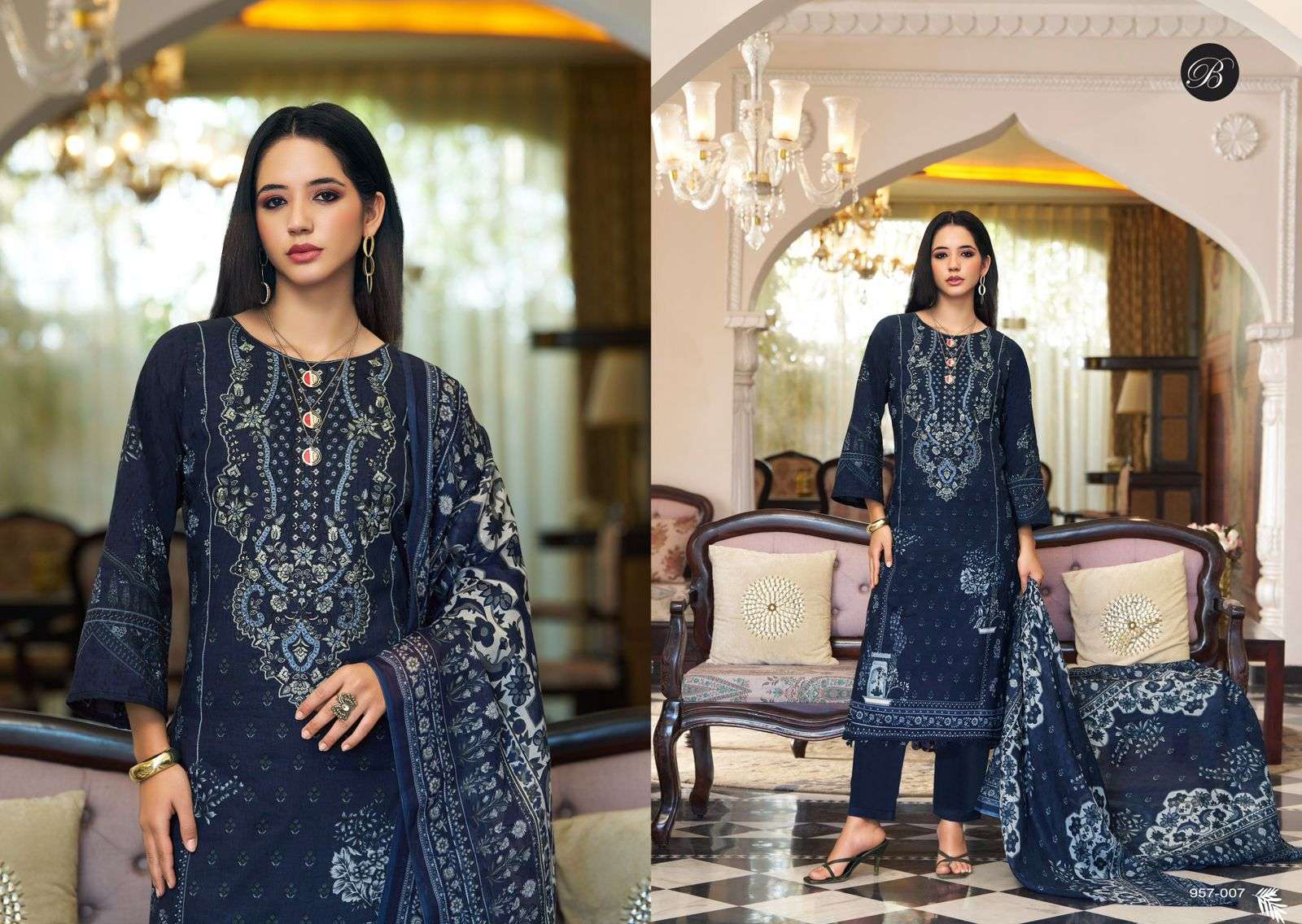 BELLIZA DESIGNER STUDIO NAIRA VOL 134 COTTON DIGITAL PRINTS WITH FANCY EMBROIDERY WORK SUIT