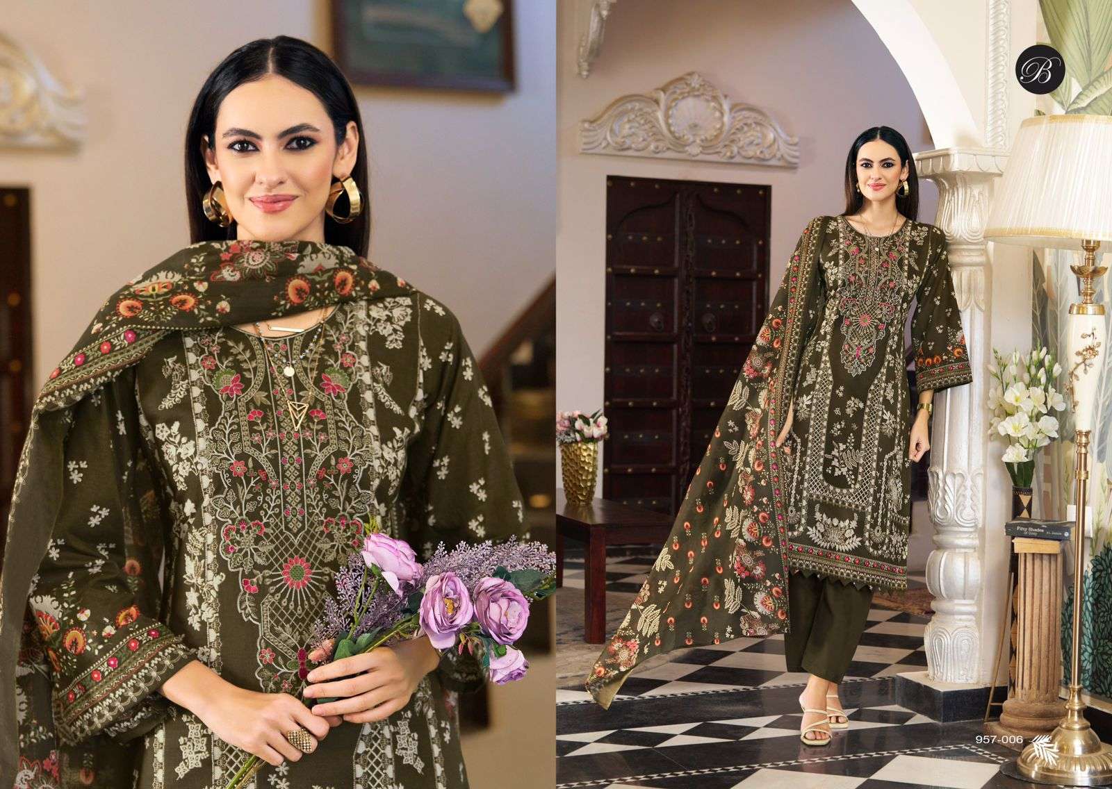 BELLIZA DESIGNER STUDIO NAIRA VOL 134 COTTON DIGITAL PRINTS WITH FANCY EMBROIDERY WORK SUIT