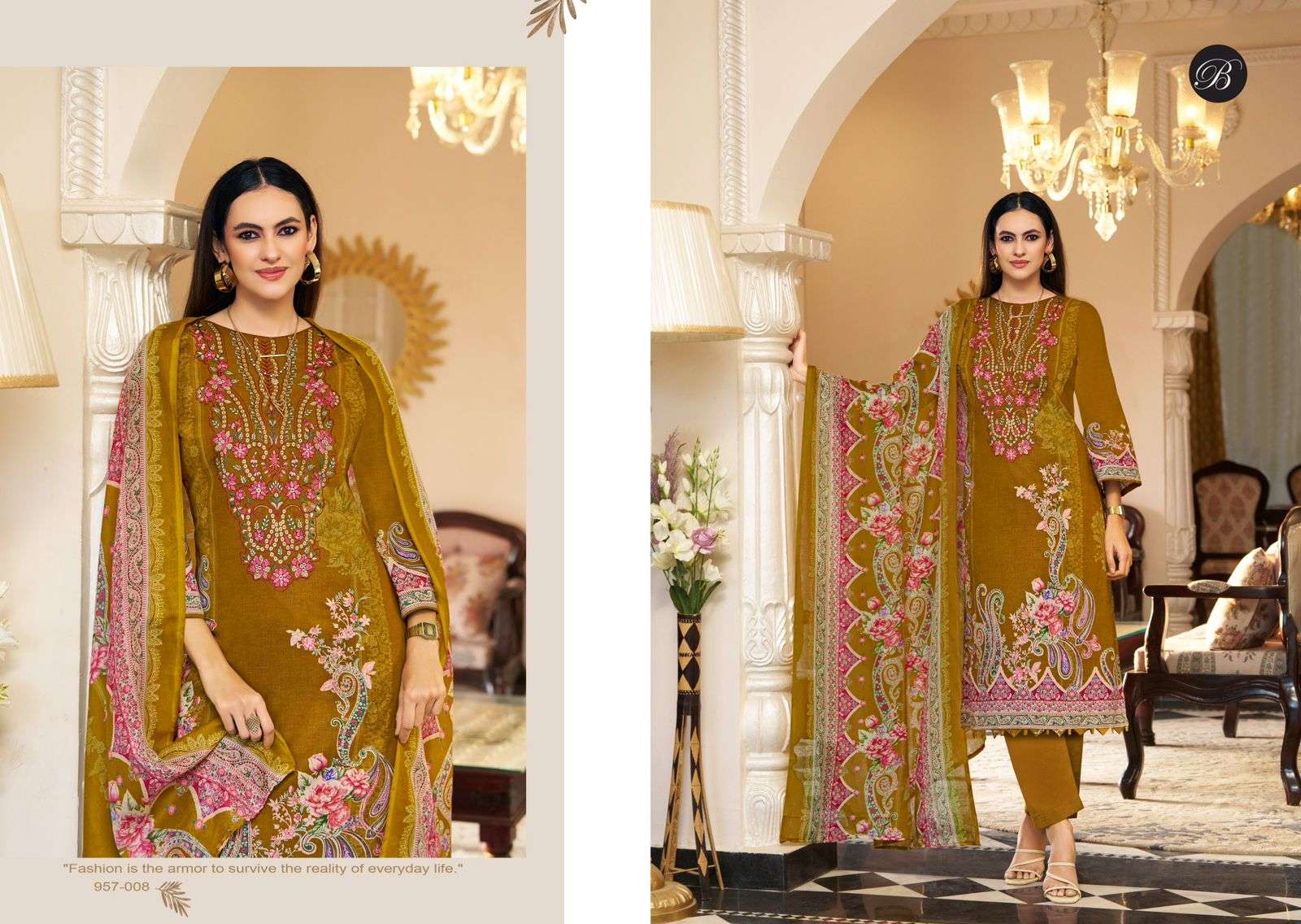 BELLIZA DESIGNER STUDIO NAIRA VOL 134 COTTON DIGITAL PRINTS WITH FANCY EMBROIDERY WORK SUIT