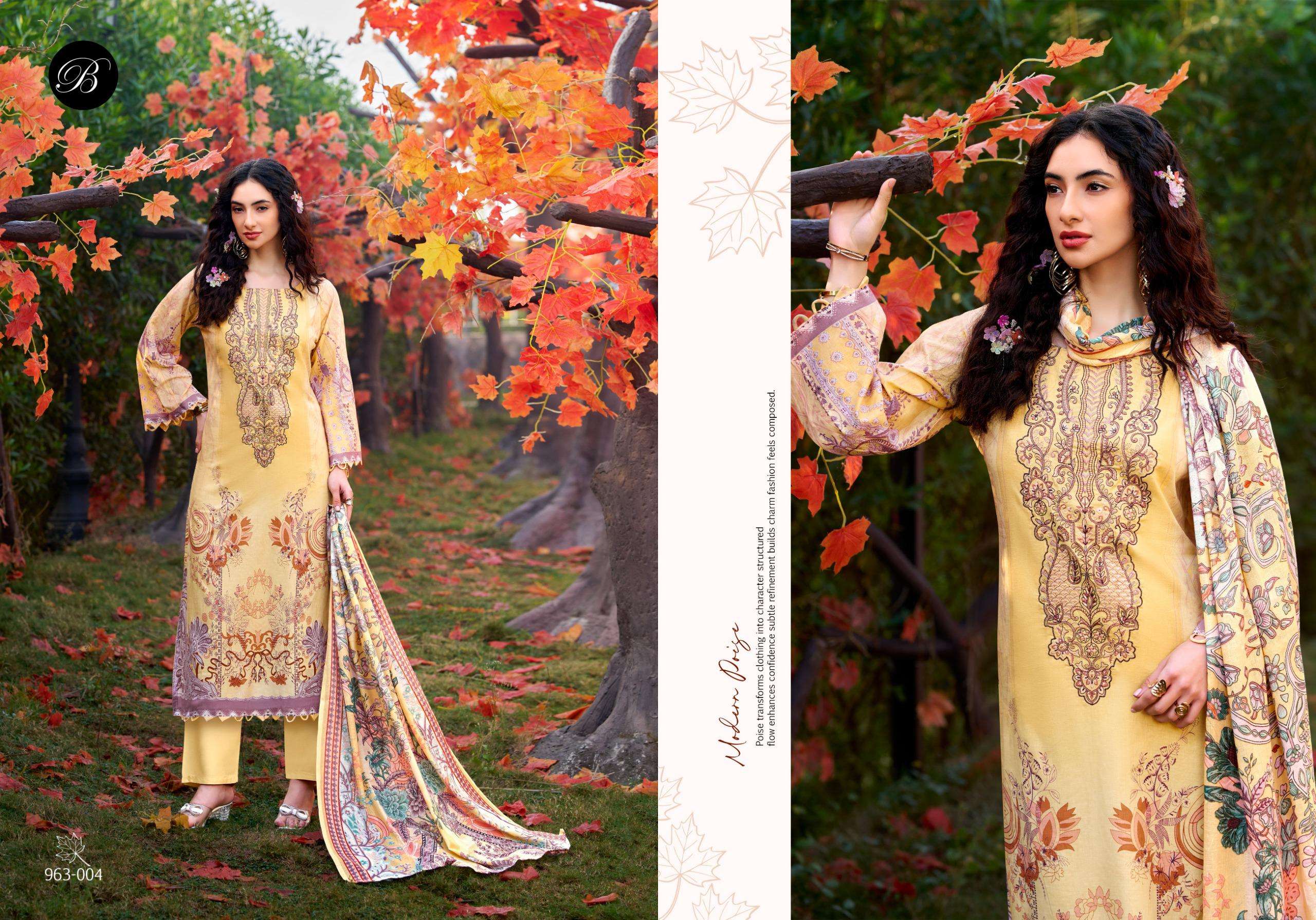BELLIZA DESIGNER STUDIO NAIRA VOL 135 COTTON DIGITAL PRINT WITH FANCY EMBROIDERY WORK SUITS