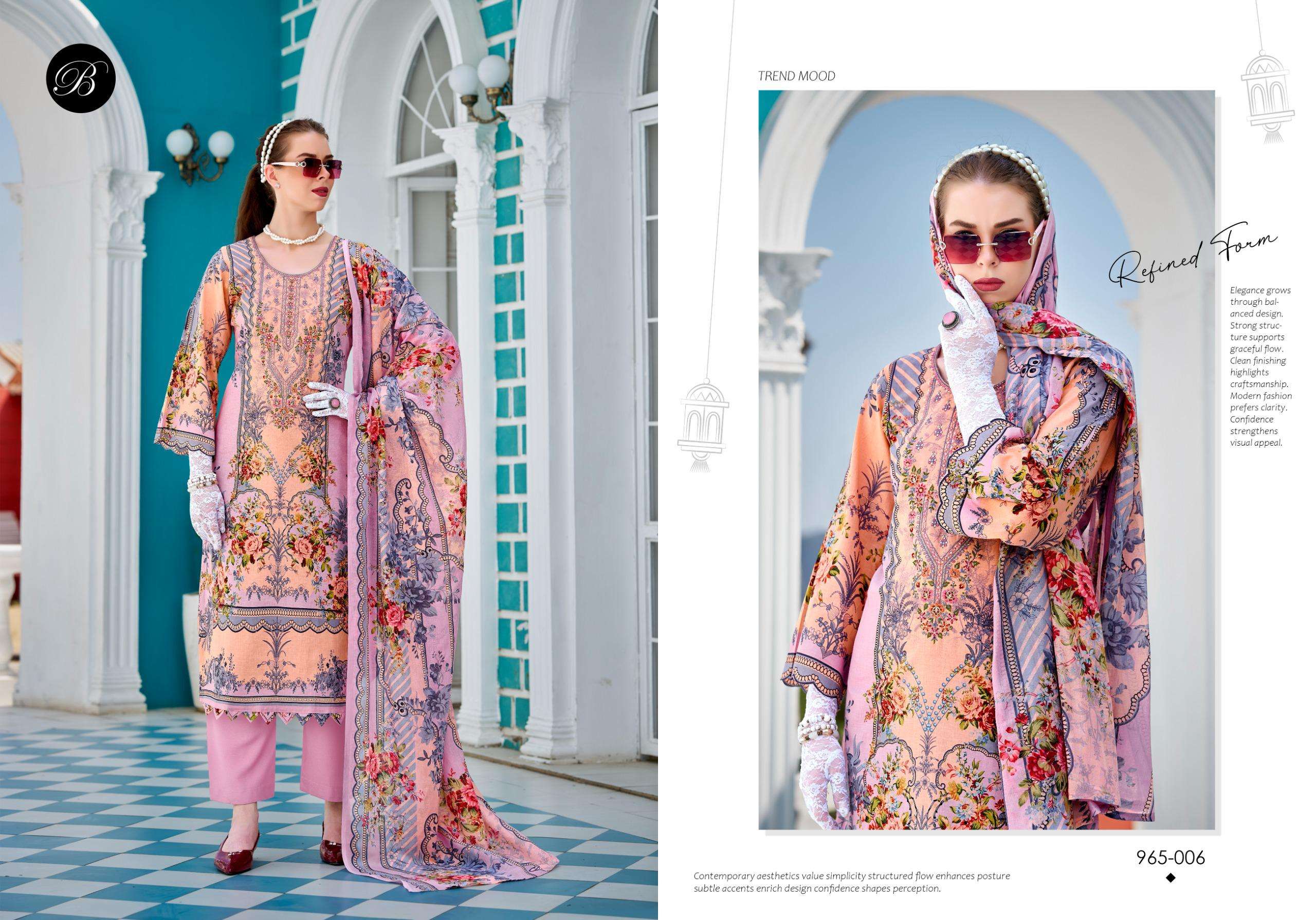 BELLIZA DESIGNER STUDIO NAIRA VOL 136 COTTON DIGITAL PRINT WITH FANCY EMBROIDERY WORK SUITS