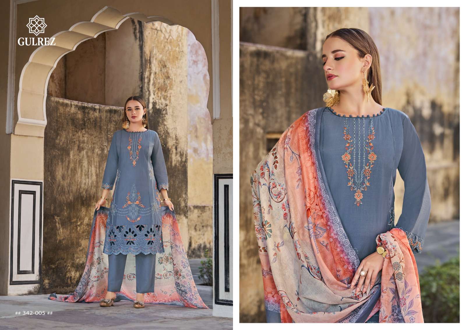 BELLIZA DESIGNER STUDIO OMBRE NOORIA LAWN COTTON DESIGNER WORK READY MADE LADIES SUIT