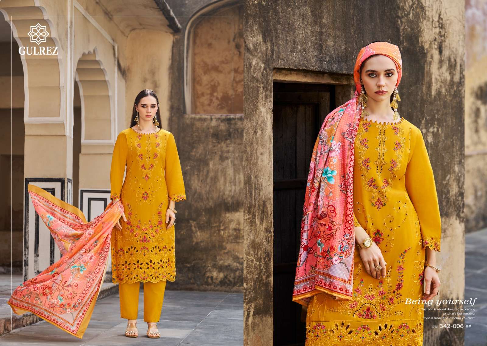 BELLIZA DESIGNER STUDIO OMBRE NOORIA LAWN COTTON DESIGNER WORK READY MADE LADIES SUIT