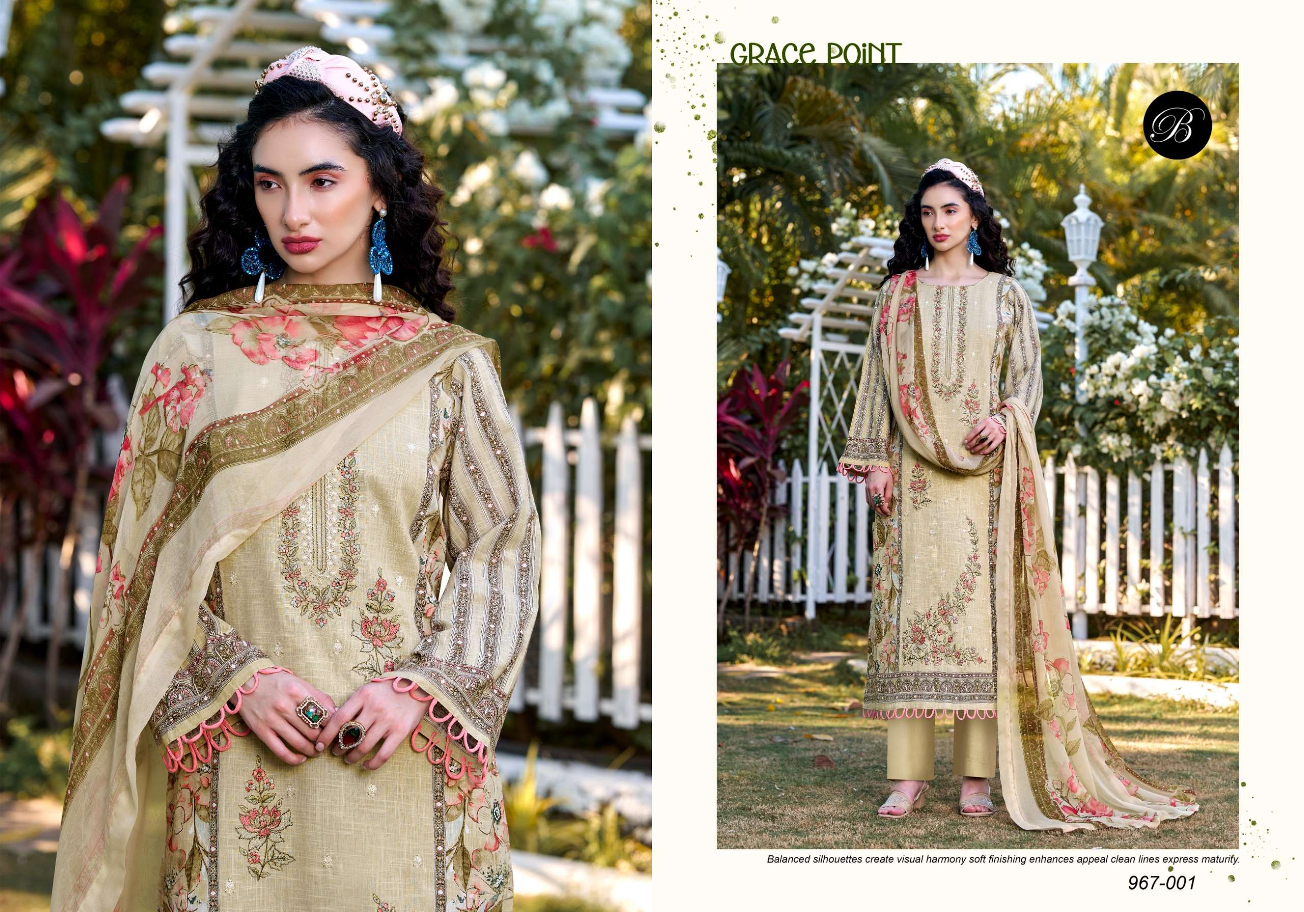 BELLIZA DESIGNER STUDIO REHANA VOL 2 COTTON DIGITAL PRINTS WITH FANCY WORK SUIT