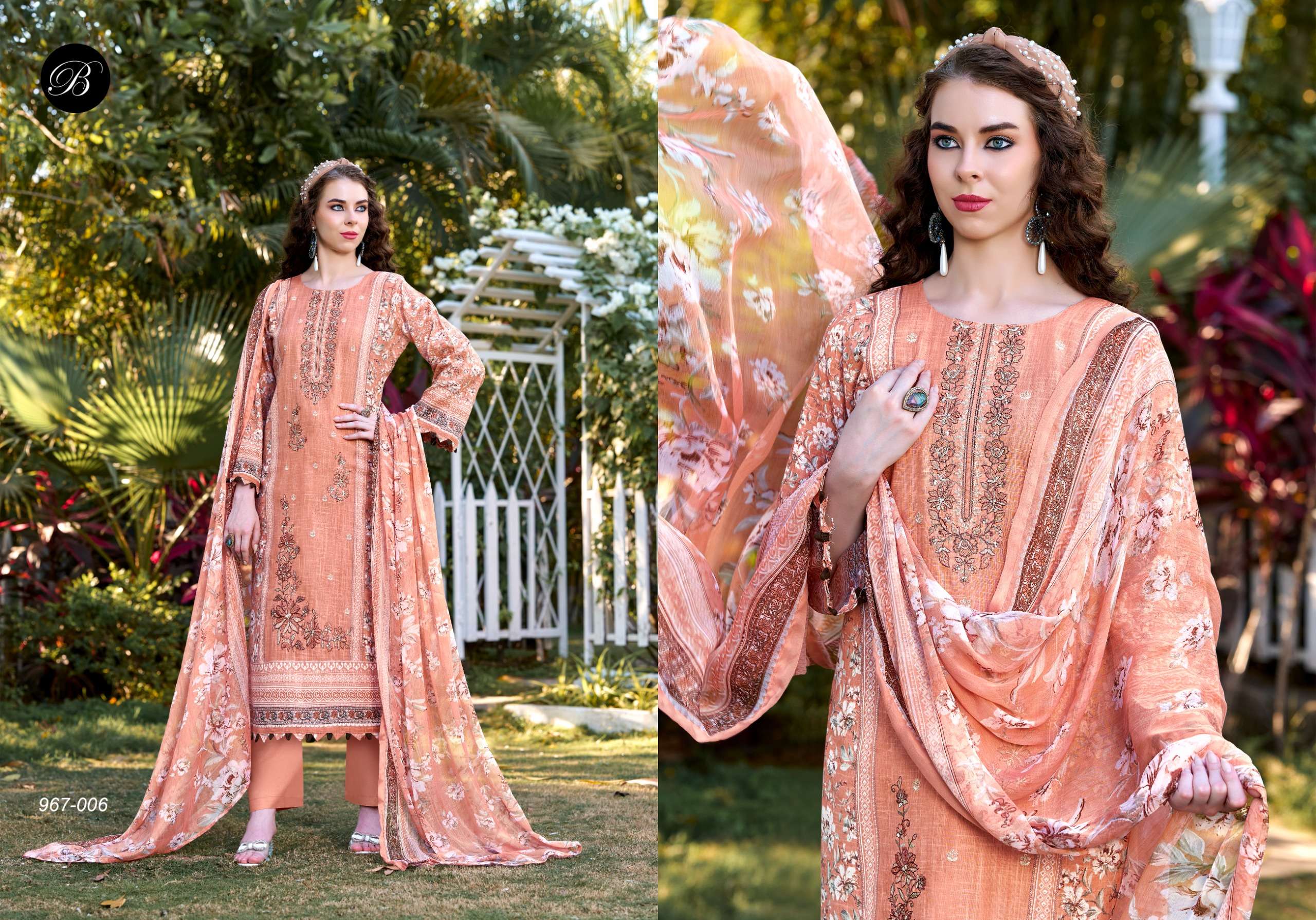 BELLIZA DESIGNER STUDIO REHANA VOL 2 COTTON DIGITAL PRINTS WITH FANCY WORK SUIT