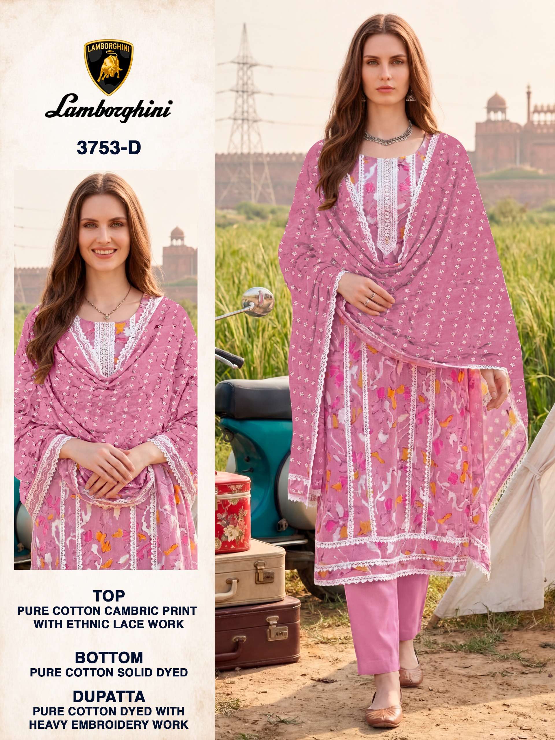 BIPSON PRINTS LAMBORGINI 3753 COTTON PRINT WITH FANCY WORK SUIT