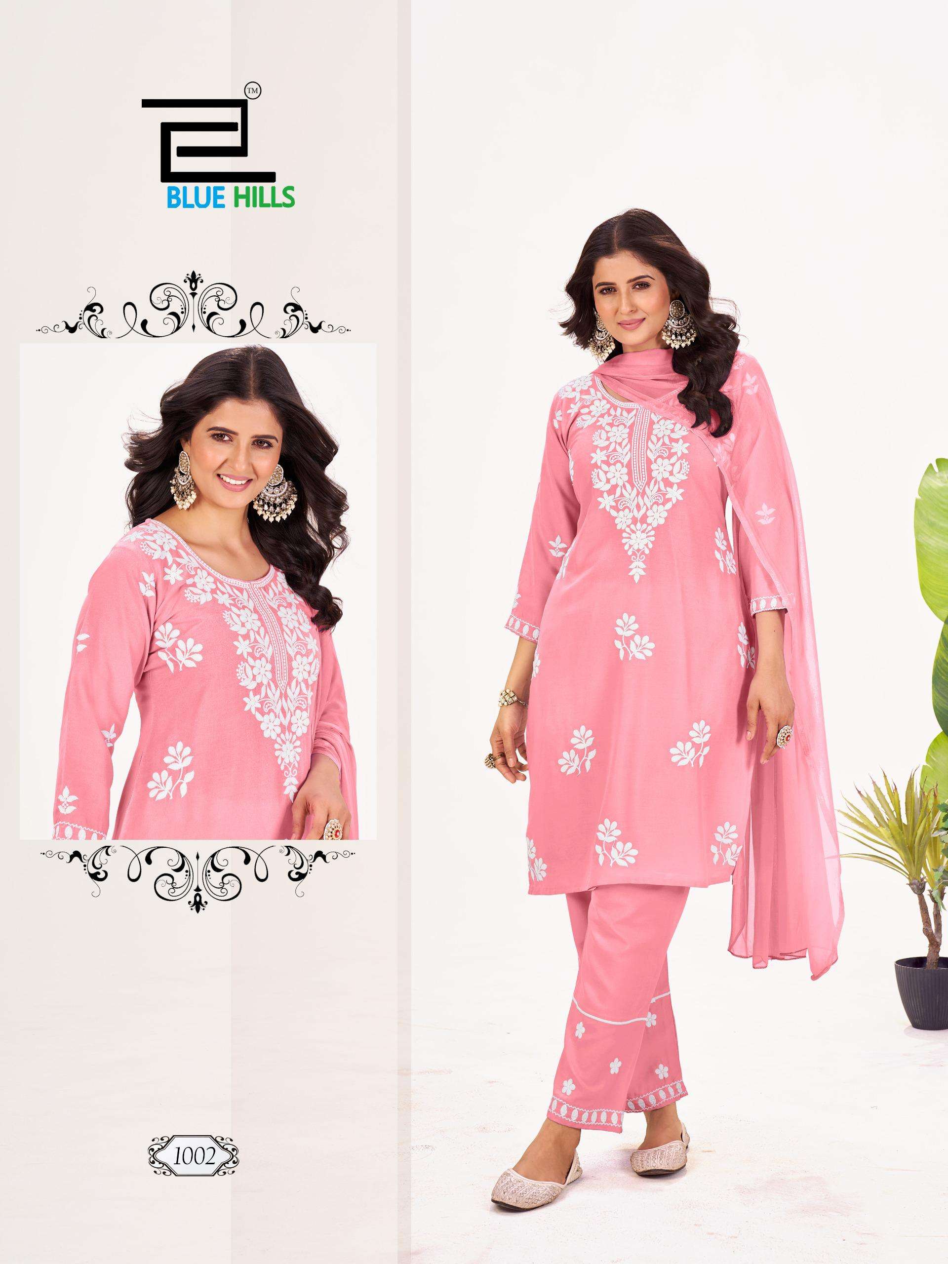 BLUE HILLS SUMMER FEELS RAYON FANCY WORKS LADIES KURTI COMBO SET
