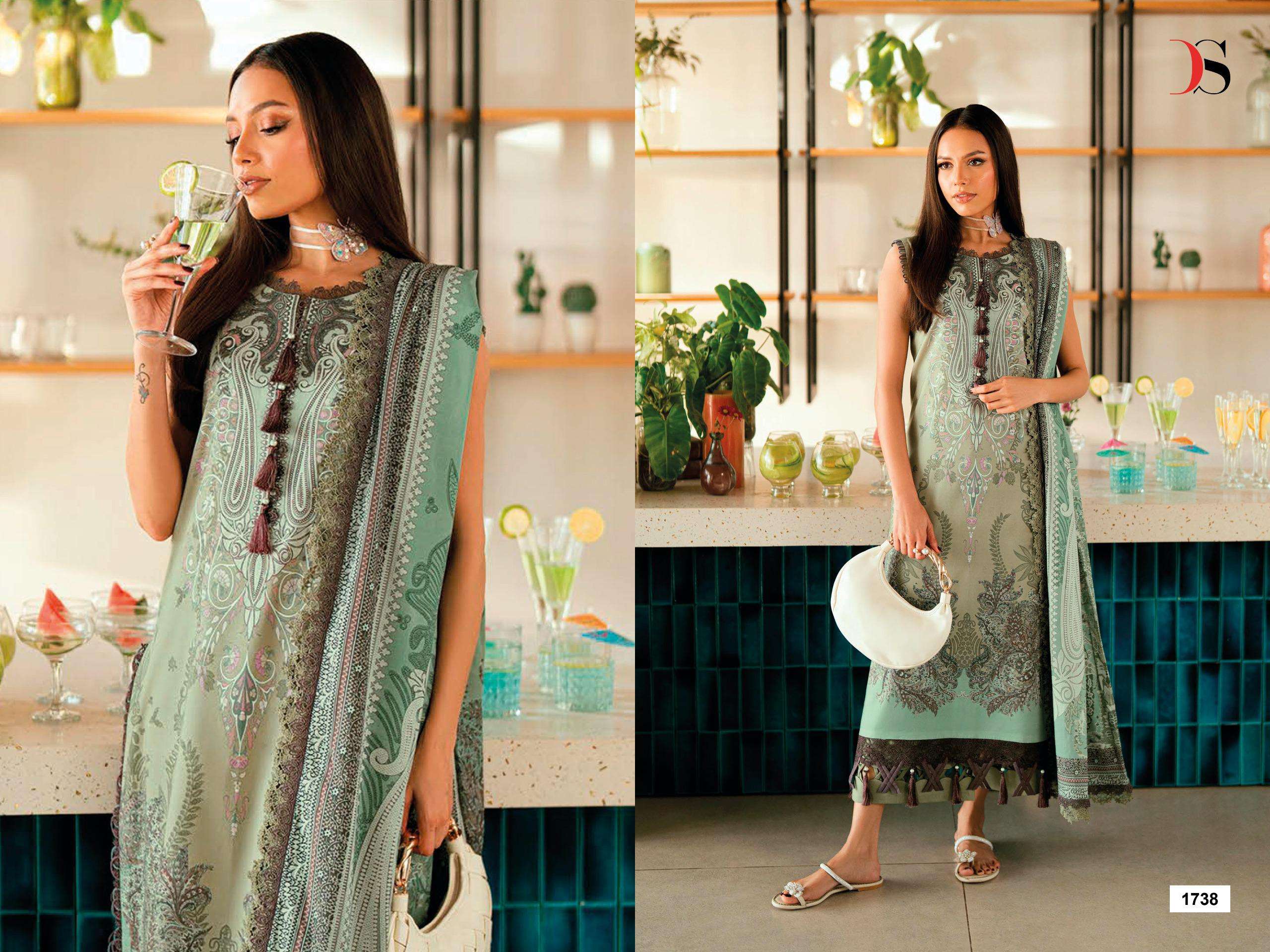 DEEPSY SUITS JADE URBAN LAWN 25 VOL 7 COTTON EMBROIDERY WORK SALWAR KAMEEZ 