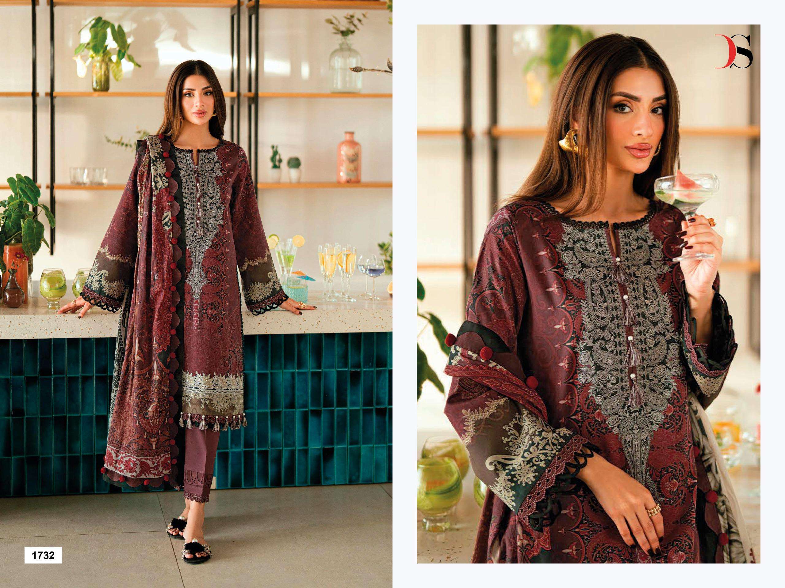DEEPSY SUITS JADE URBAN LAWN 25 VOL 7 COTTON EMBROIDERY WORK SALWAR KAMEEZ 
