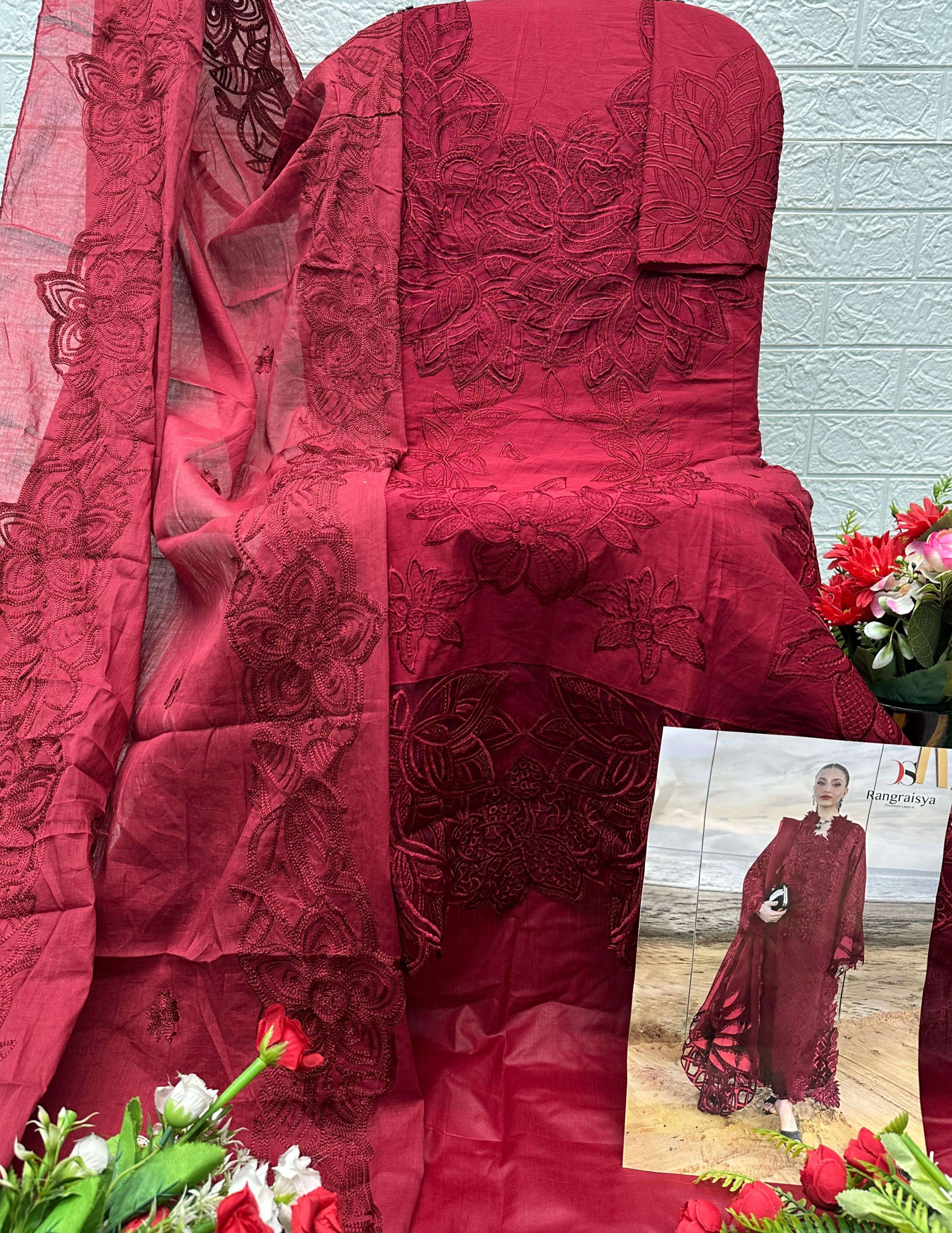 DEEPSY SUITS RANGRASIYA PREMIUM LAWN VOL 4 COTTON EMBROIDERY DESIGNER PAKISTANI SUIT