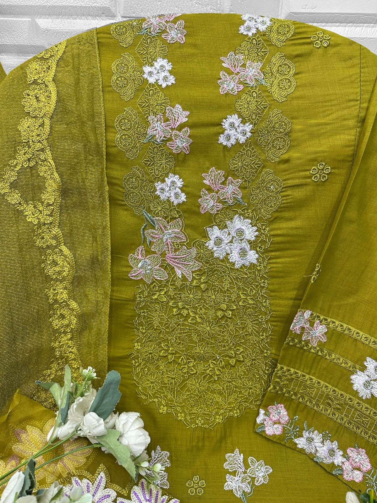 FLORENT D NO 1053 COTTON WITH HEAVY EMBROIDERY DESIGNER WORK PAKISTANI SUIT