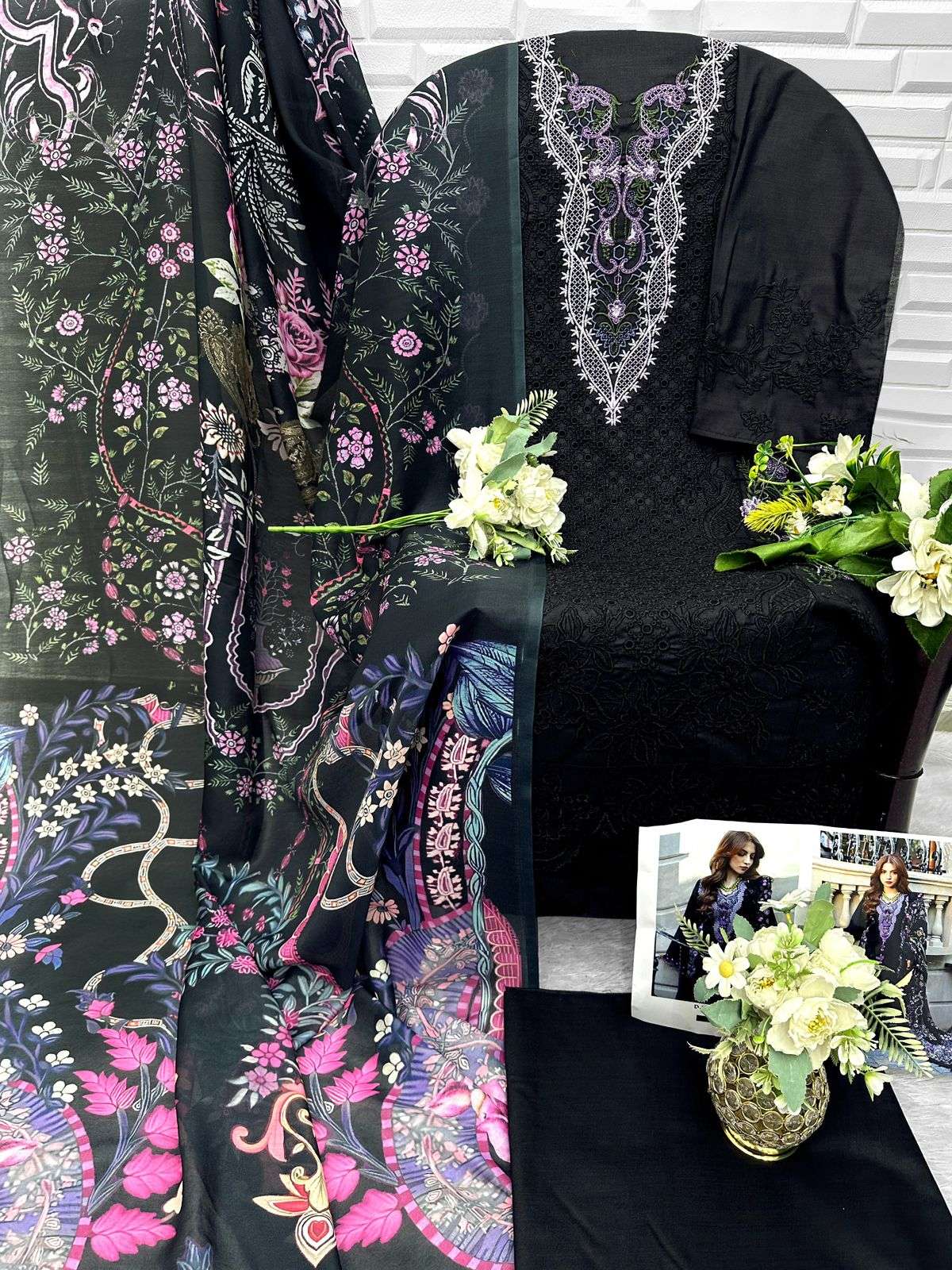 FLORENT D NO 1070 COTTON HEAVY EMBROIDERY DESIGNER WORK PAKISTANI SUIT