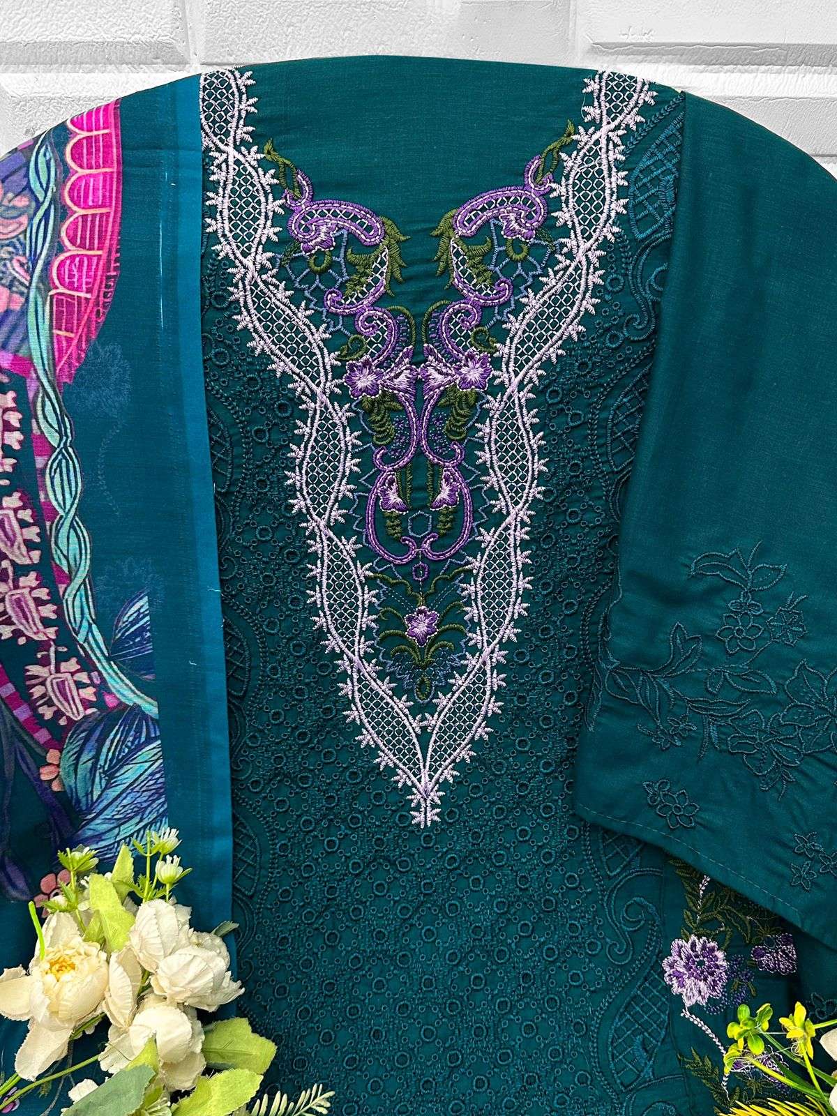 FLORENT D NO 1070 COTTON HEAVY EMBROIDERY DESIGNER WORK PAKISTANI SUIT