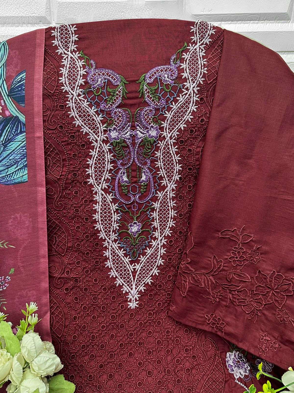 FLORENT D NO 1070 COTTON HEAVY EMBROIDERY DESIGNER WORK PAKISTANI SUIT
