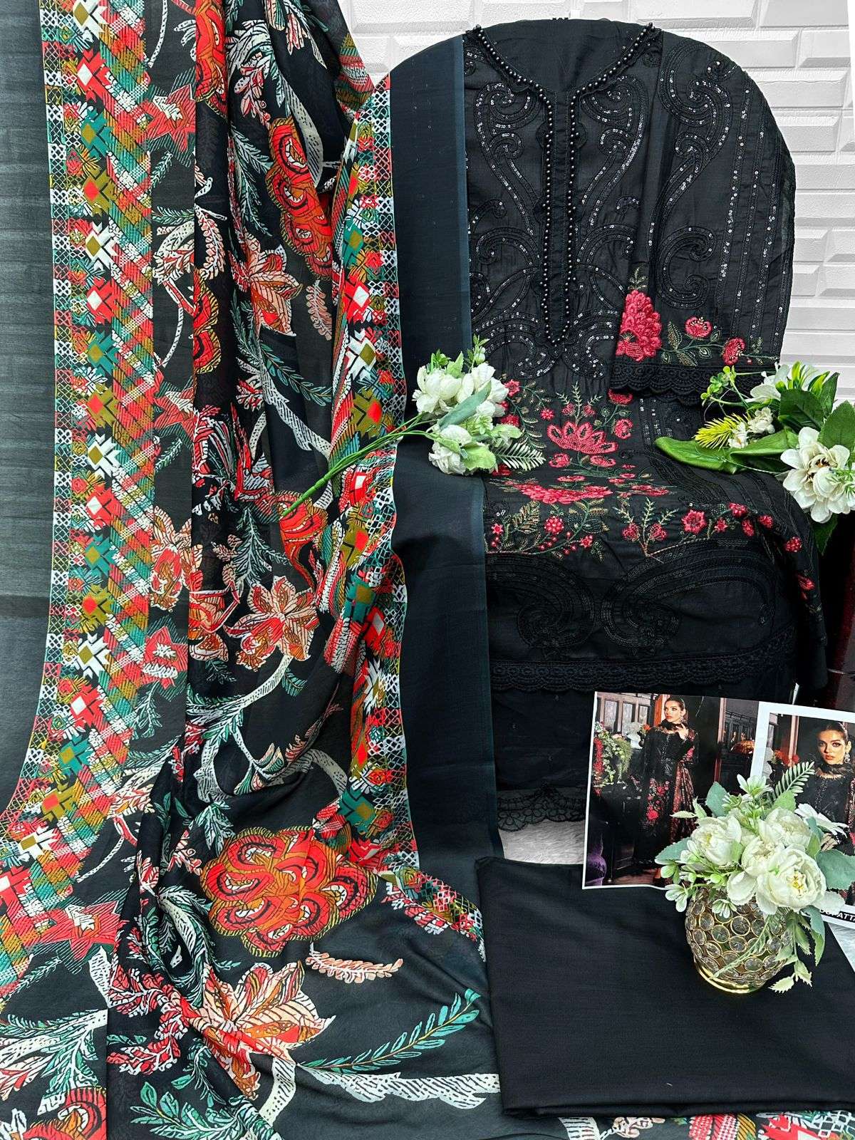 FLORENT D NO 1079 COTTON WITH HEAVY EMBROIDERY DESIGNER PAKISTANI SUIT