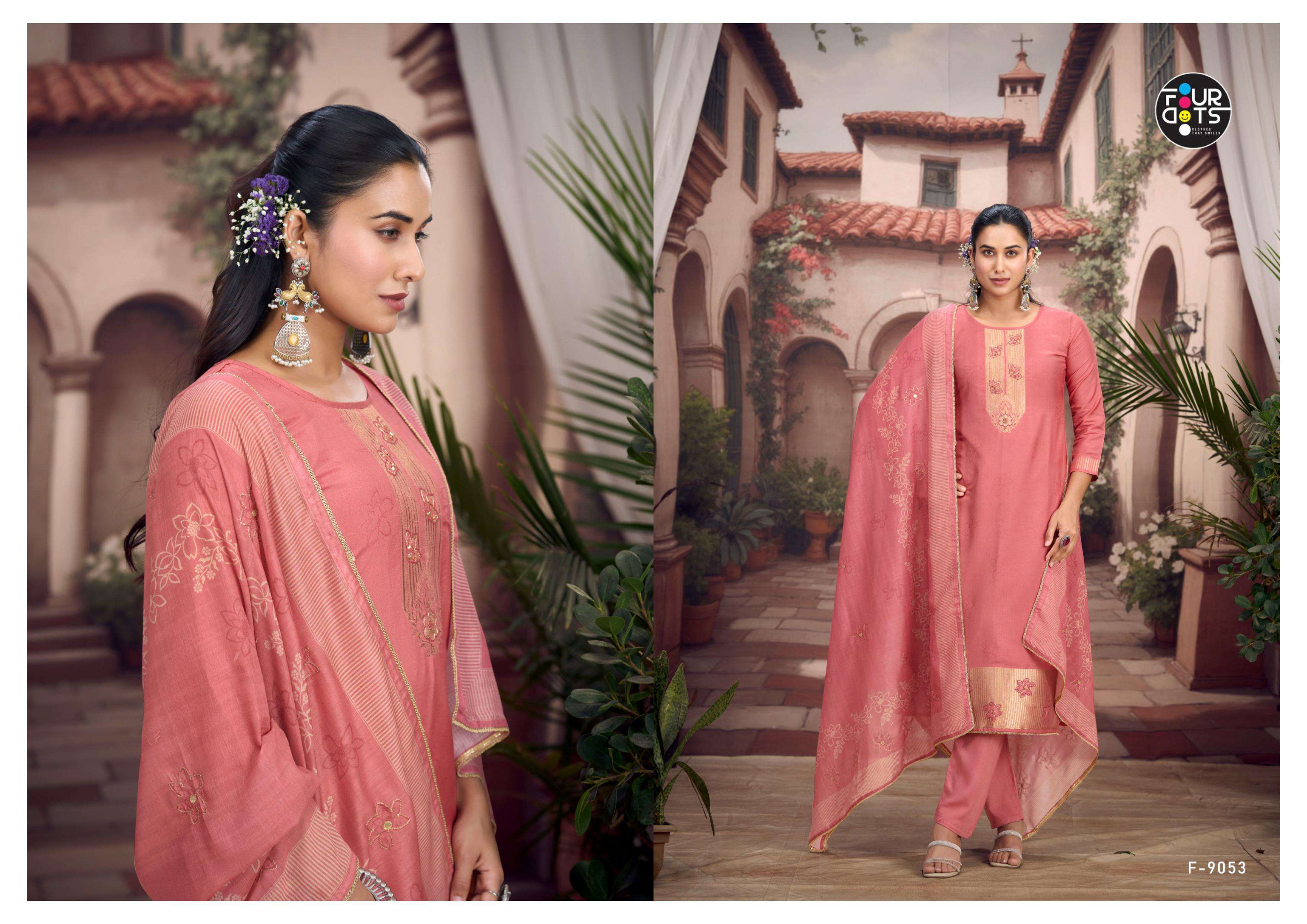 FOURDOTS ADIRA MUSLIN JACQUARD DESIGNER WORK LADIES SUIT