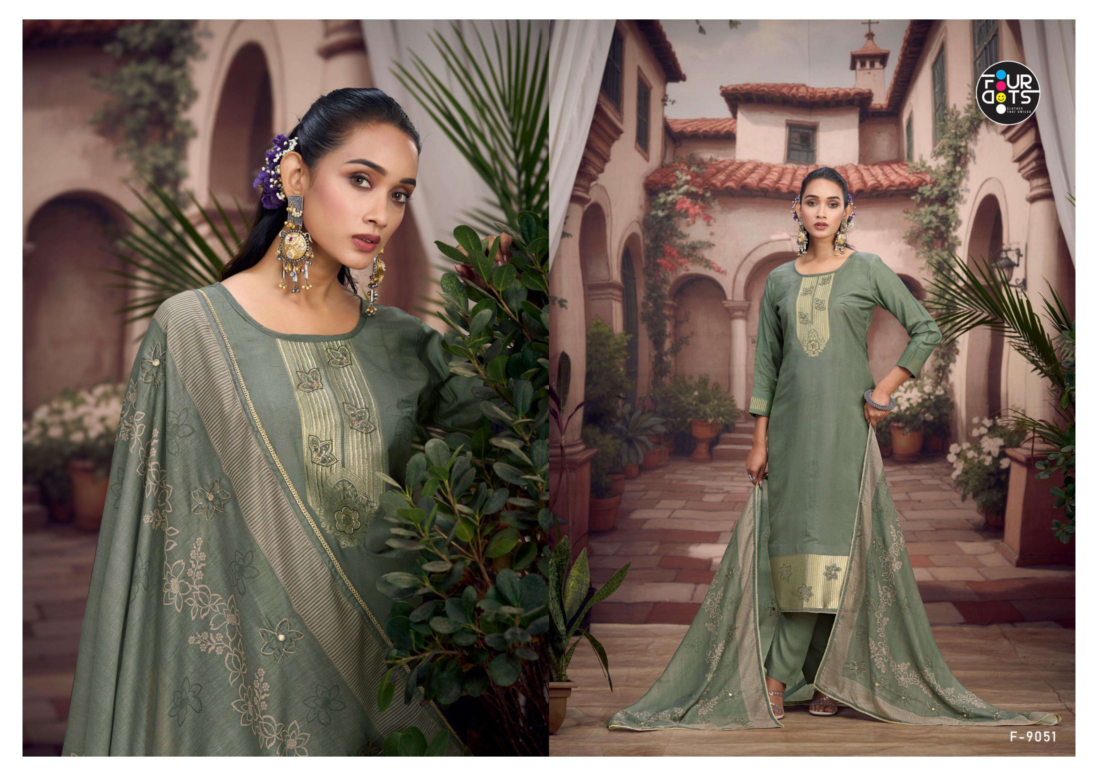 FOURDOTS ADIRA MUSLIN JACQUARD DESIGNER WORK LADIES SUIT