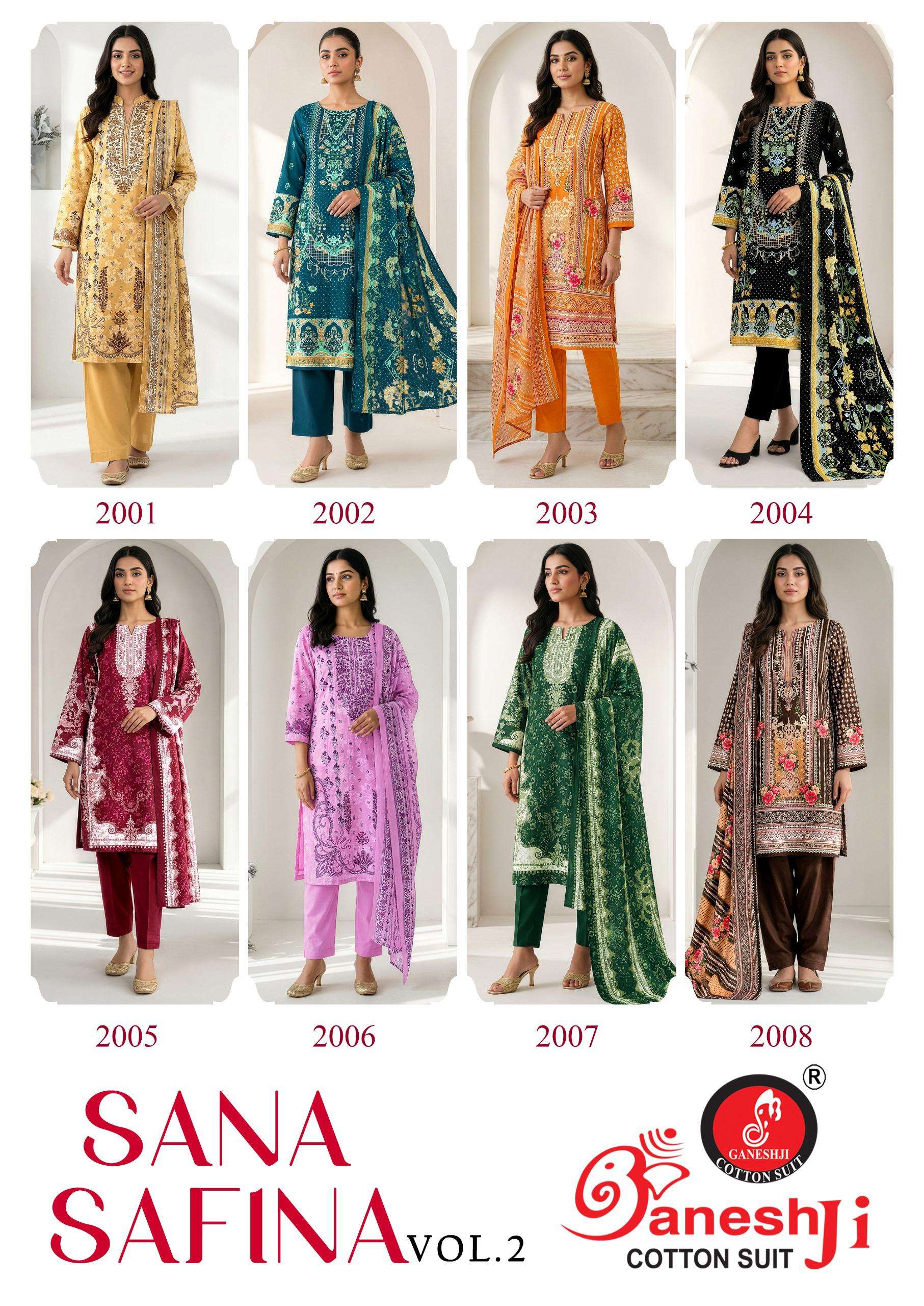 GANESHJI COTTON SUIT SANA SAFINA VOL 2 COTTON DIGITAL PAKISTANI PRINT SALWAR SUIT