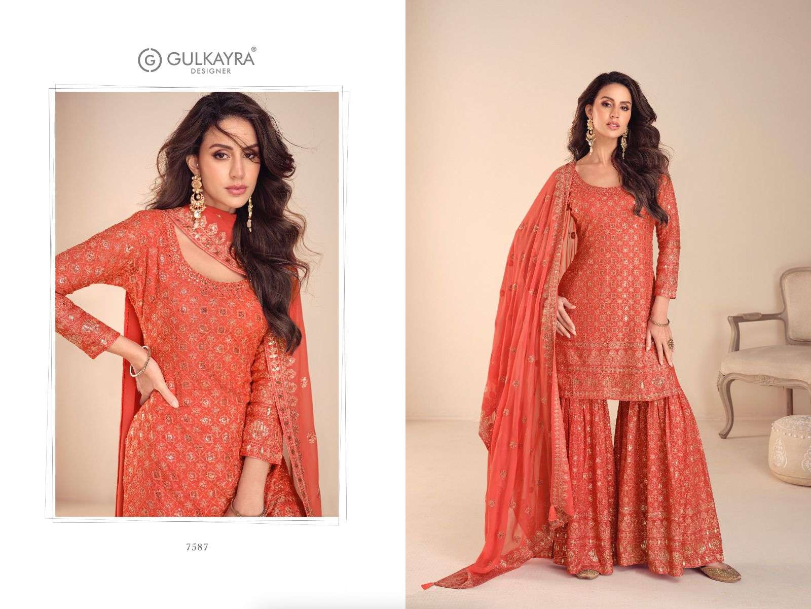 GULKAYRA DESIGNER ZIANA GEORGETTE HEAVY DESIGNER SHARARA SUITS 