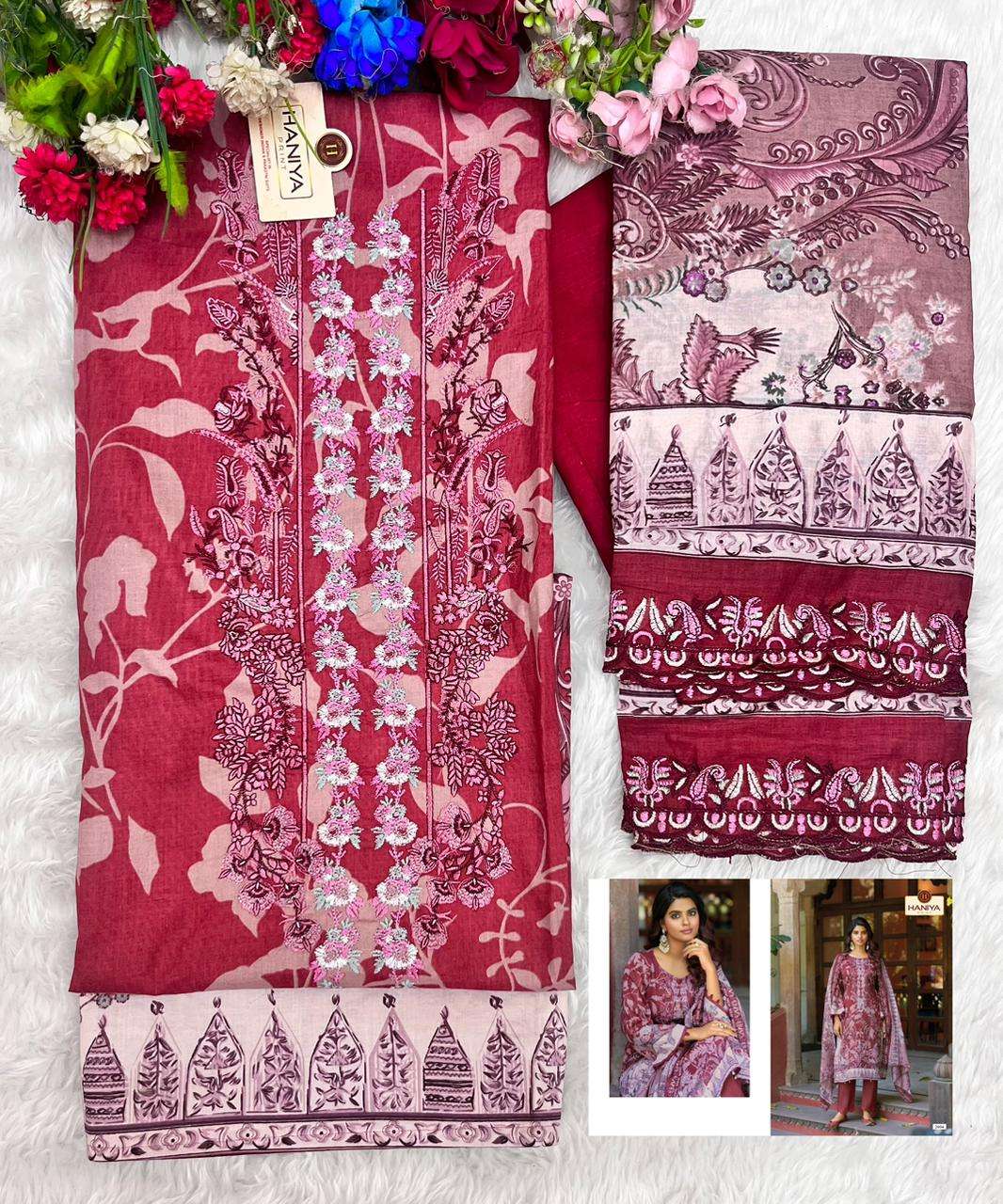 HANIYA PRINT FALAK E NAAZ COTTON DIGITAL PRINT WITH EMBROIDERY WORK SUIT