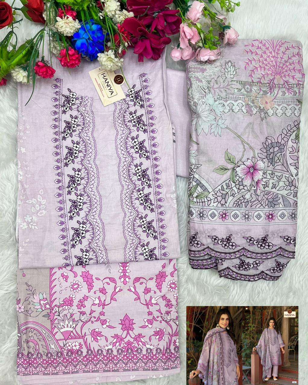 HANIYA PRINT FALAK E NAAZ COTTON DIGITAL PRINT WITH EMBROIDERY WORK SUIT