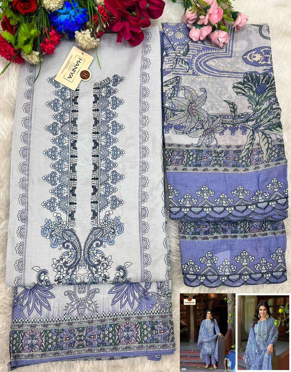 HANIYA PRINT FALAK E NAAZ COTTON DIGITAL PRINT WITH EMBROIDERY WORK SUIT