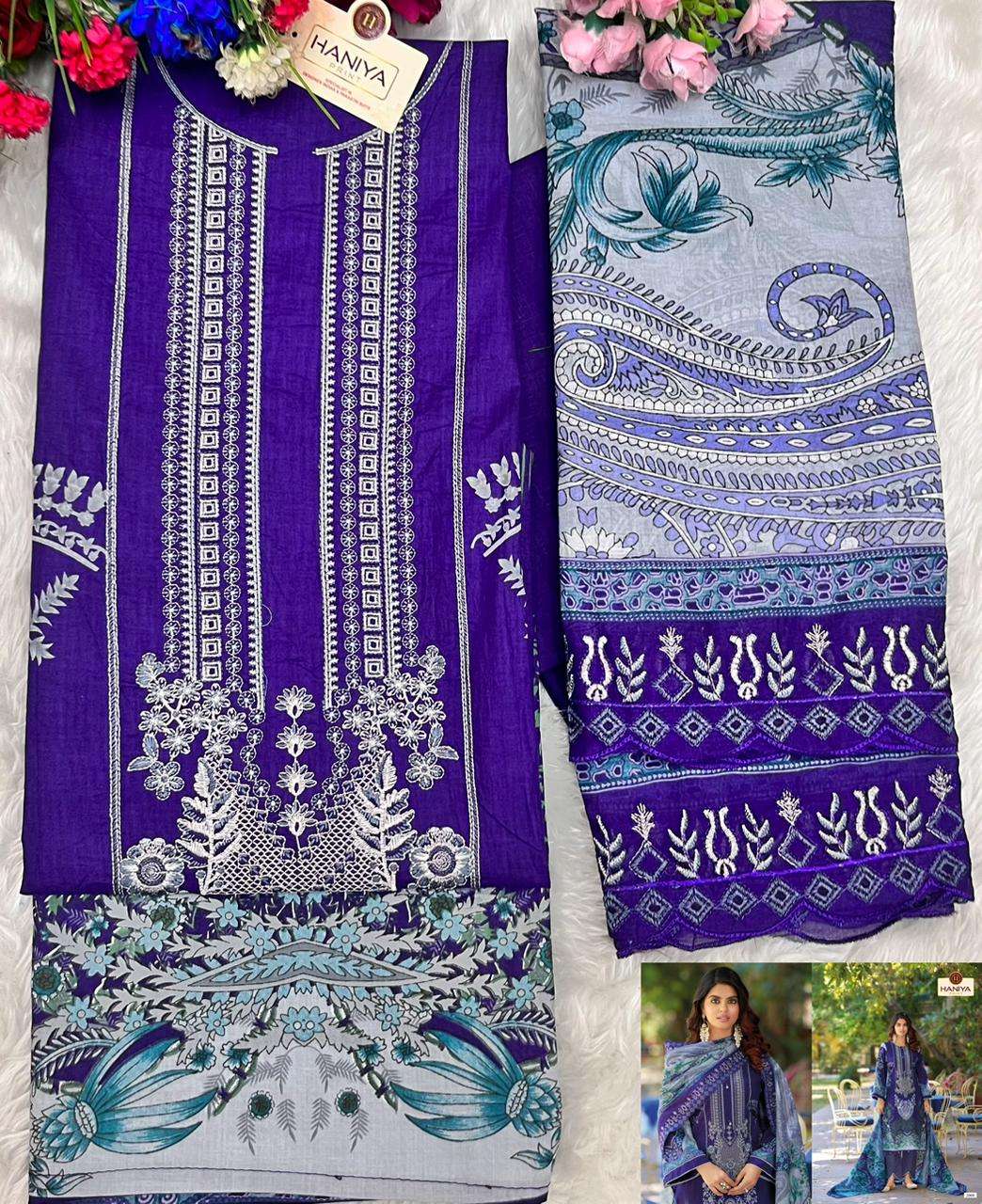 HANIYA PRINT FALAK E NAAZ COTTON DIGITAL PRINT WITH EMBROIDERY WORK SUIT