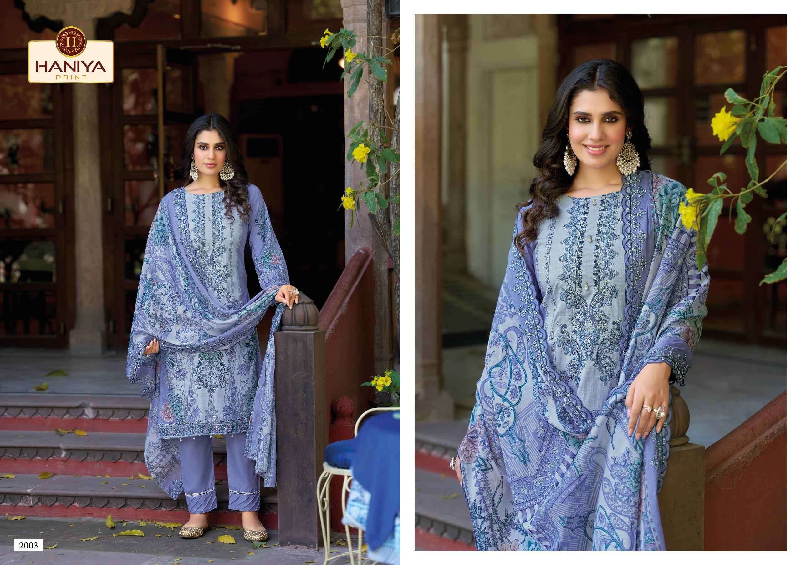 HANIYA PRINT FALAK E NAAZ COTTON DIGITAL PRINT WITH EMBROIDERY WORK SUIT