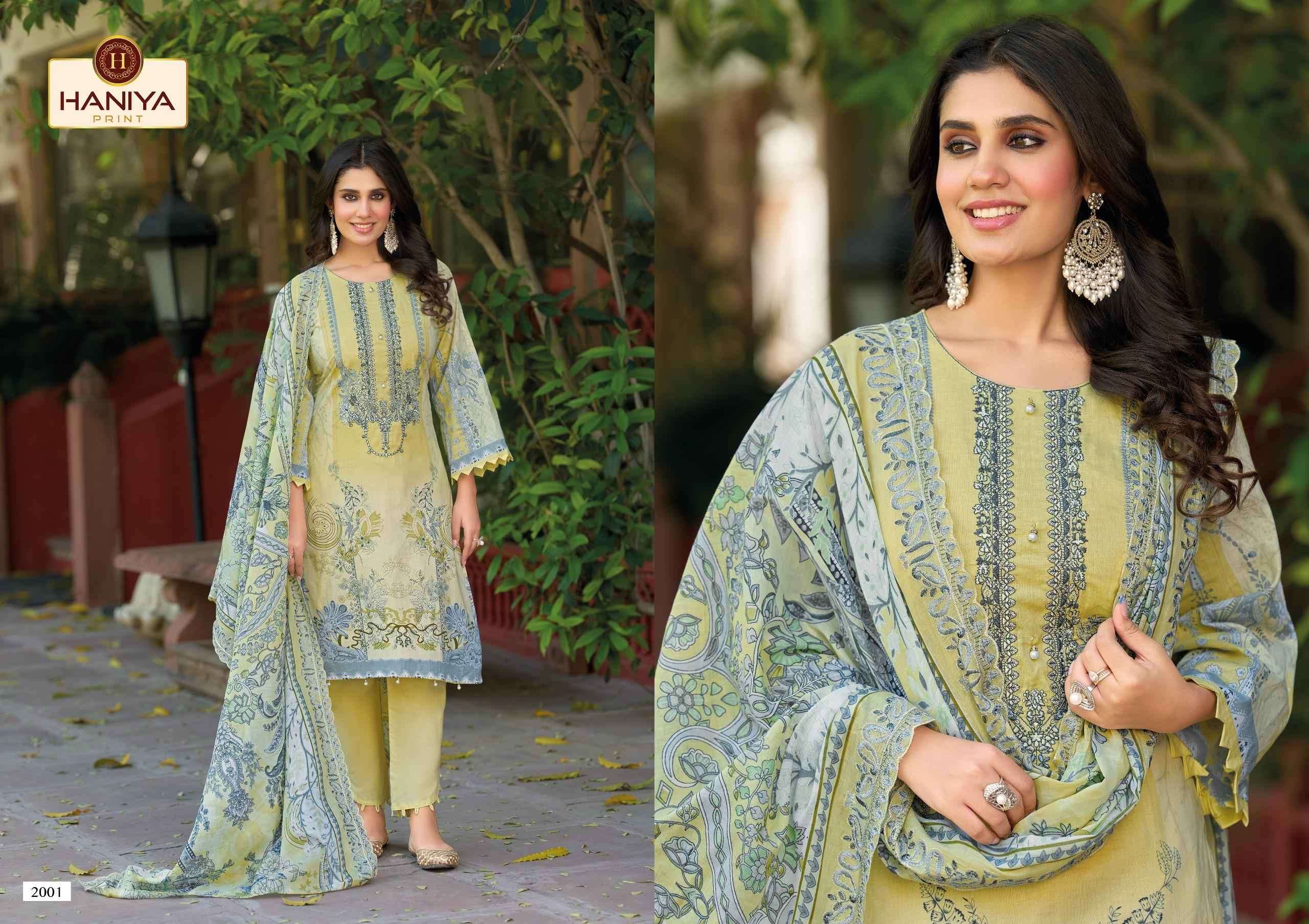 HANIYA PRINT FALAK E NAAZ COTTON DIGITAL PRINT WITH EMBROIDERY WORK SUIT