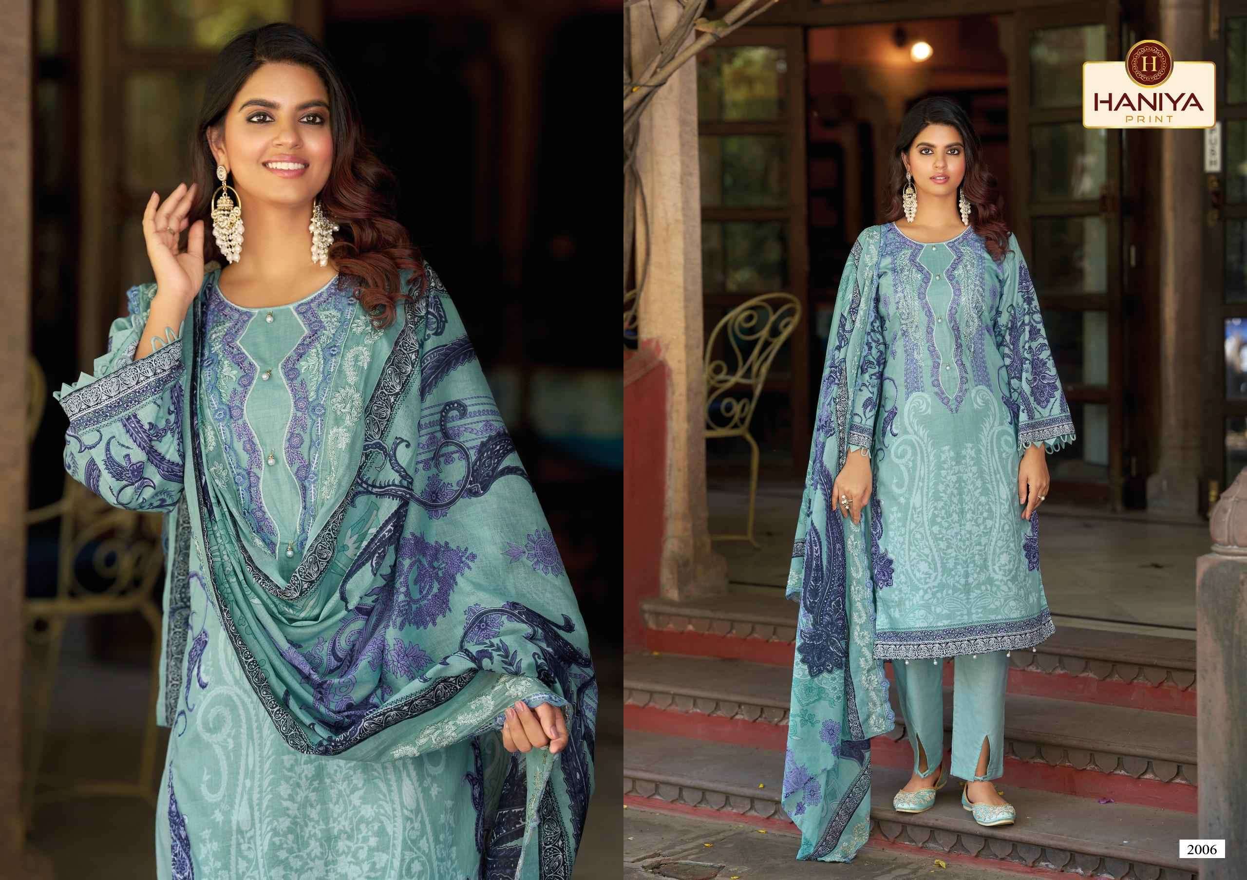 HANIYA PRINT FALAK E NAAZ COTTON DIGITAL PRINT WITH EMBROIDERY WORK SUIT