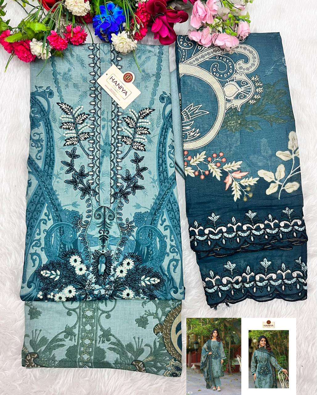 HANIYA PRINT FALAK E NAAZ COTTON DIGITAL PRINT WITH EMBROIDERY WORK SUIT