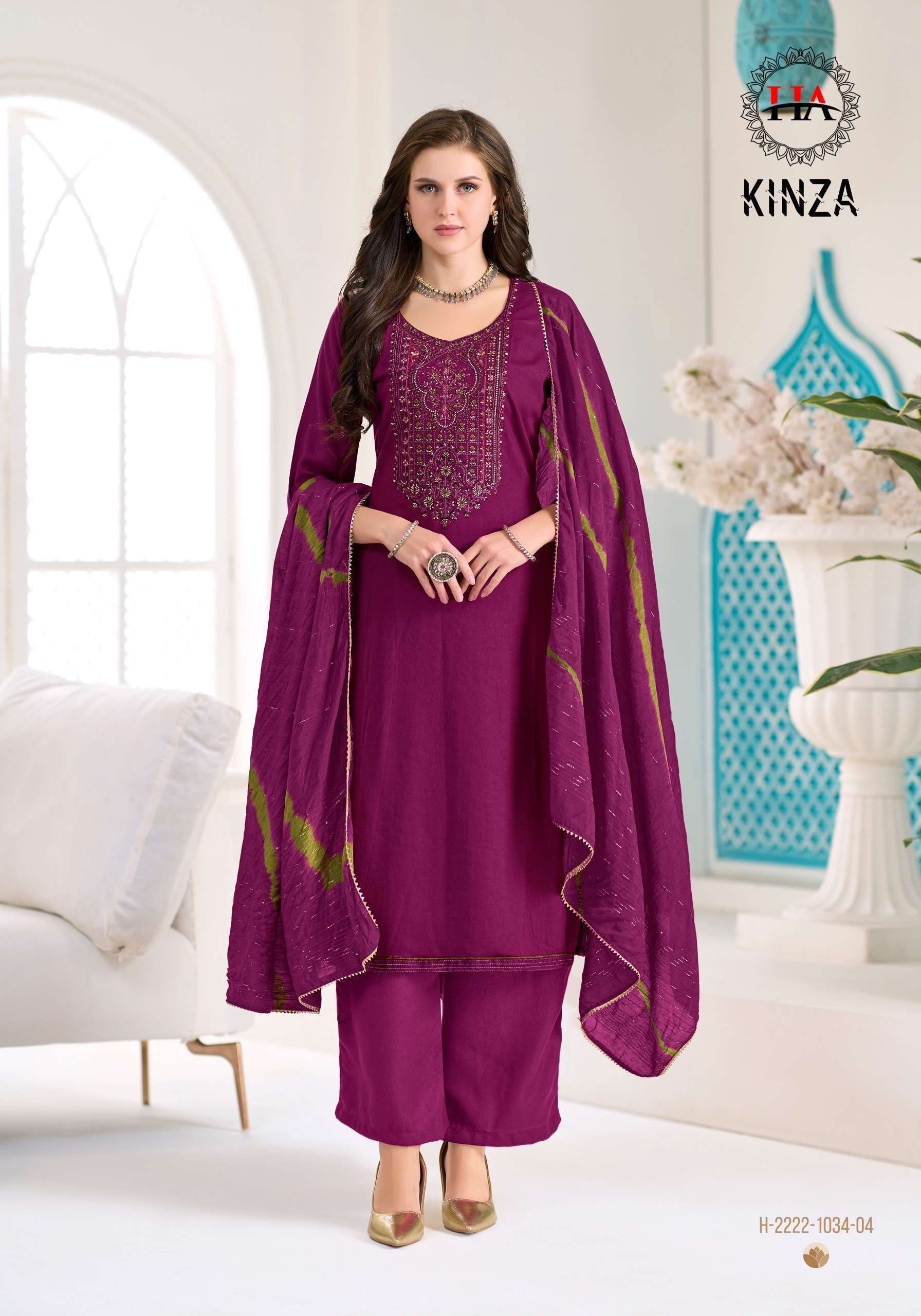 HARSHIT FASHION HUB KINZA VISCOSE FANCY EMBROIDERIES WORK SUIT