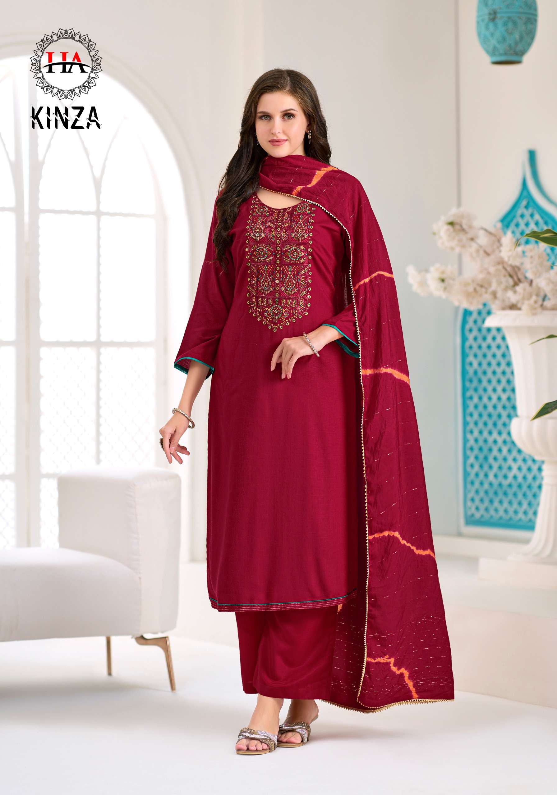 HARSHIT FASHION HUB KINZA VISCOSE FANCY EMBROIDERIES WORK SUIT