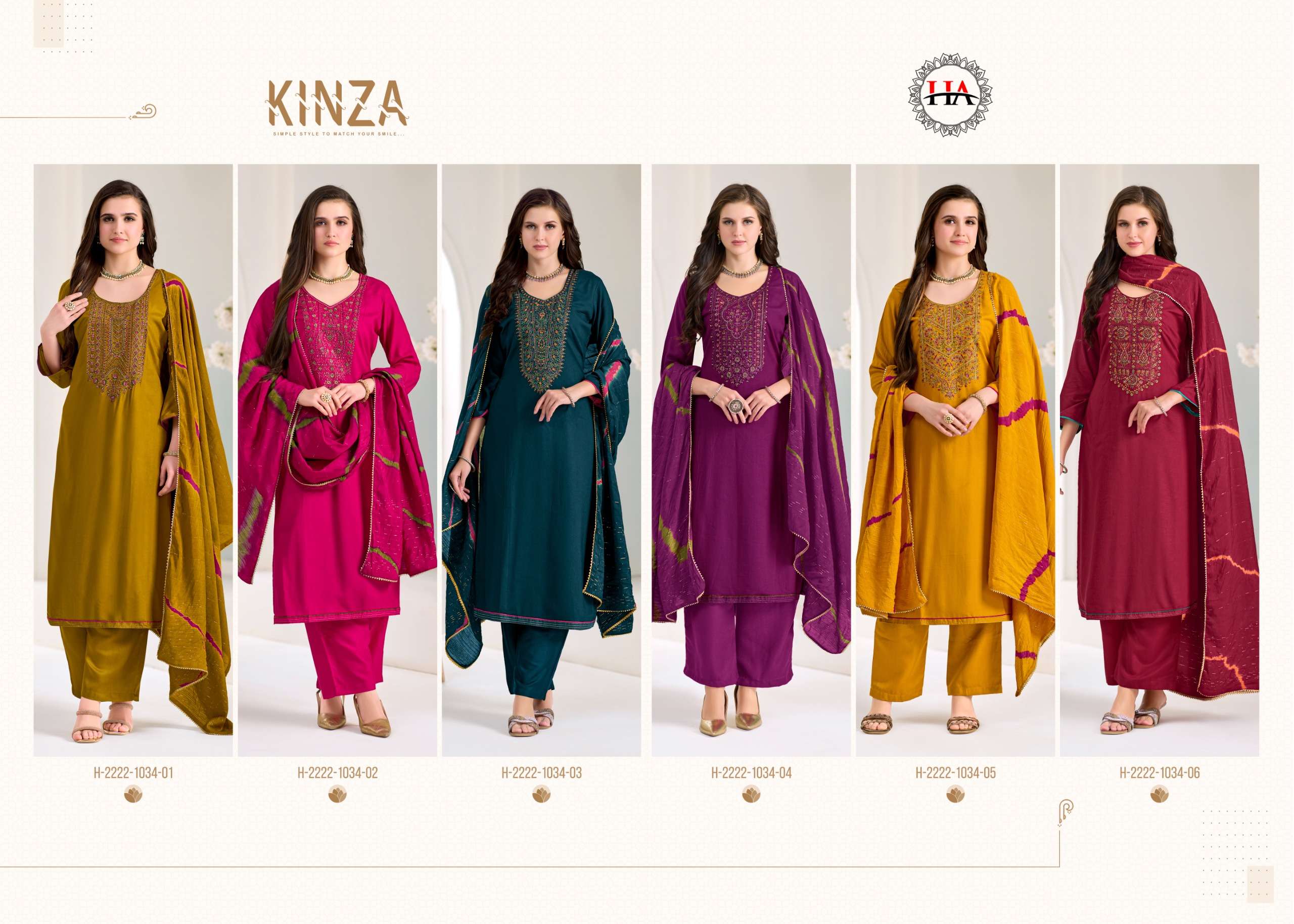 HARSHIT FASHION HUB KINZA VISCOSE FANCY EMBROIDERIES WORK SUIT