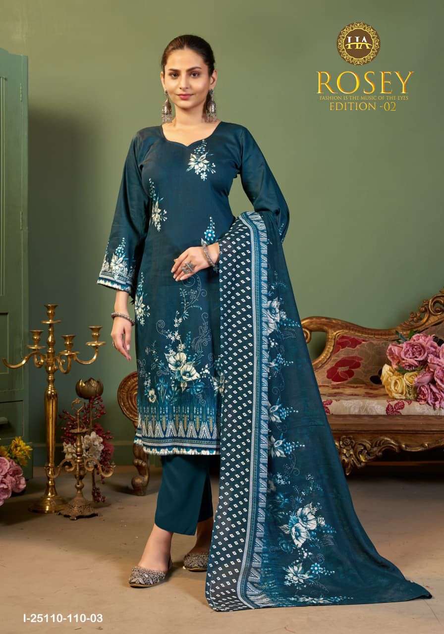 HARSHIT FASHION HUB ROSEY VOL 2 JAM COTTON PRINT WITH HAND WORK SUIT
