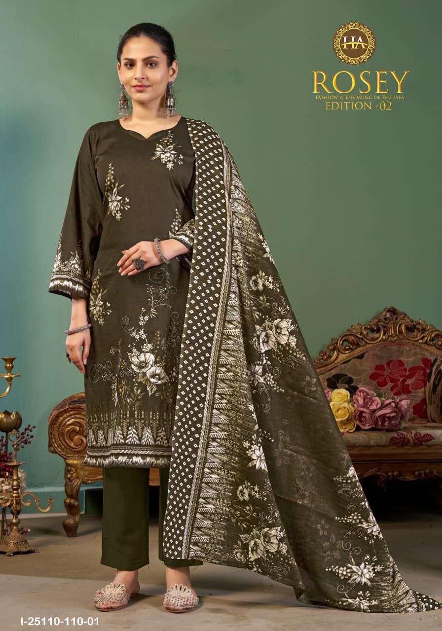 HARSHIT FASHION HUB ROSEY VOL 2 JAM COTTON PRINT WITH HAND WORK SUIT
