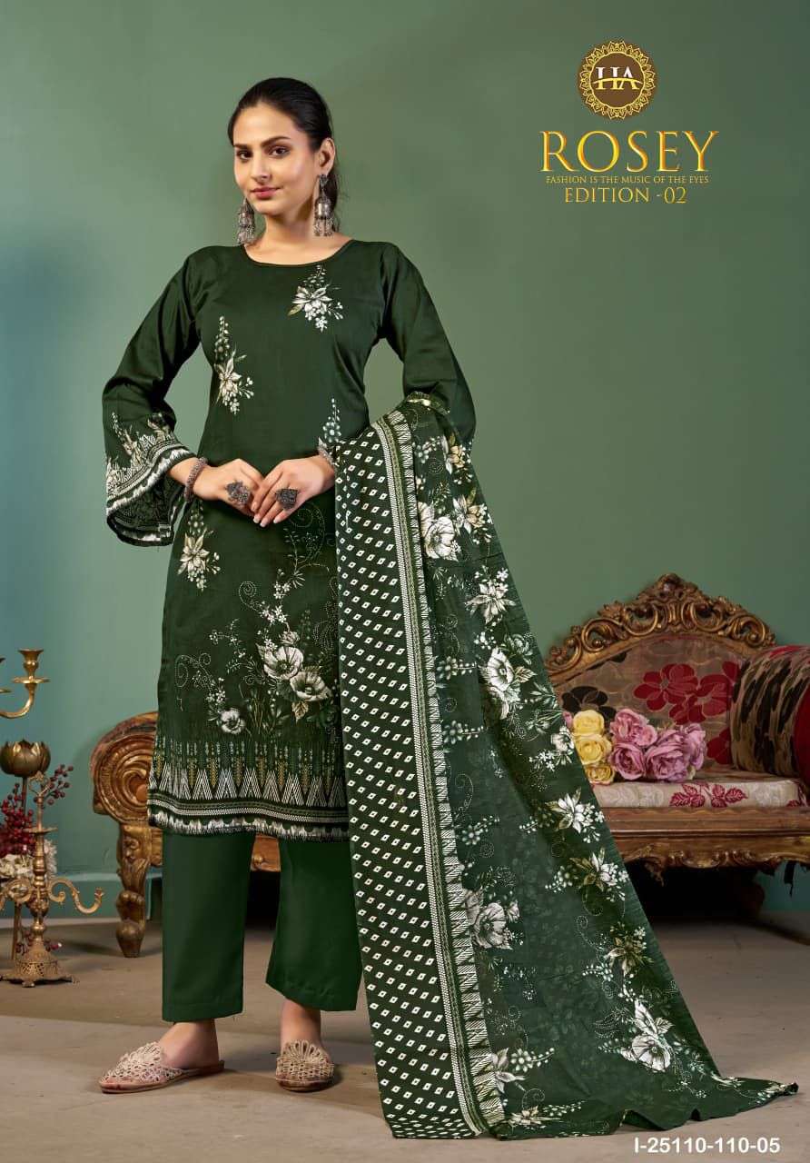 HARSHIT FASHION HUB ROSEY VOL 2 JAM COTTON PRINT WITH HAND WORK SUIT