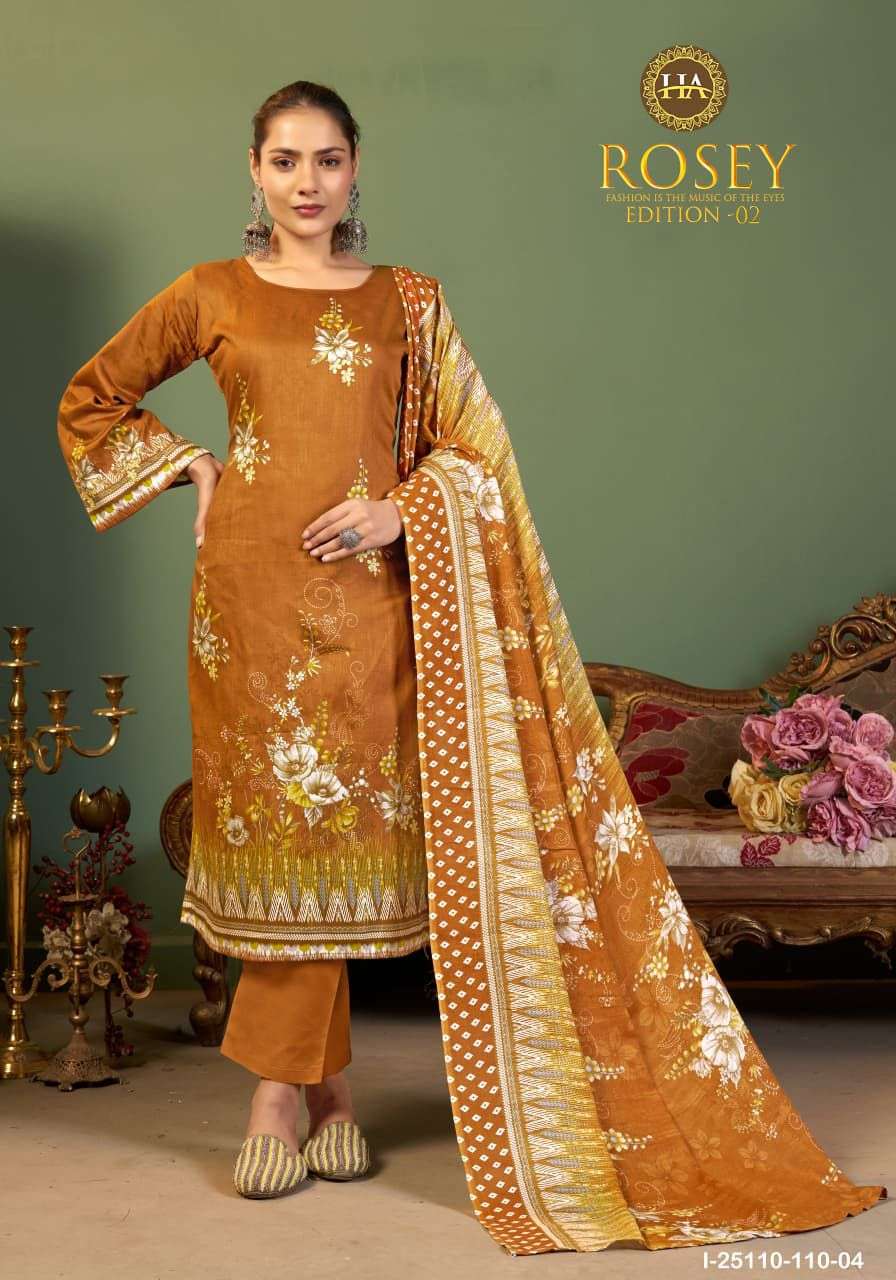 HARSHIT FASHION HUB ROSEY VOL 2 JAM COTTON PRINT WITH HAND WORK SUIT