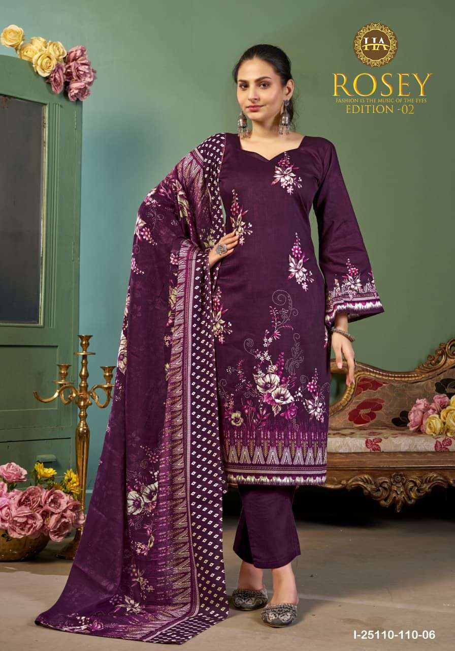 HARSHIT FASHION HUB ROSEY VOL 2 JAM COTTON PRINT WITH HAND WORK SUIT