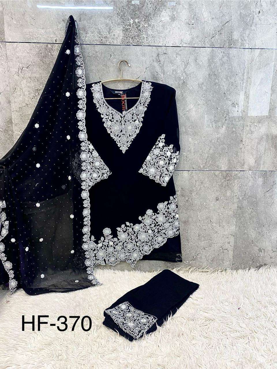 HOOR TEX HF 370 GEORGETTE EMBROIDERY DESIGNER WORK READY MADE PAKISTANI SUIT