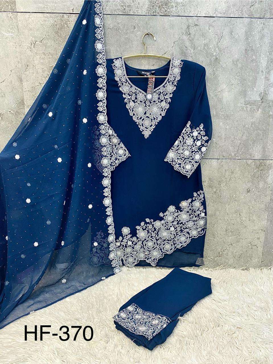 HOOR TEX HF 370 GEORGETTE EMBROIDERY DESIGNER WORK READY MADE PAKISTANI SUIT