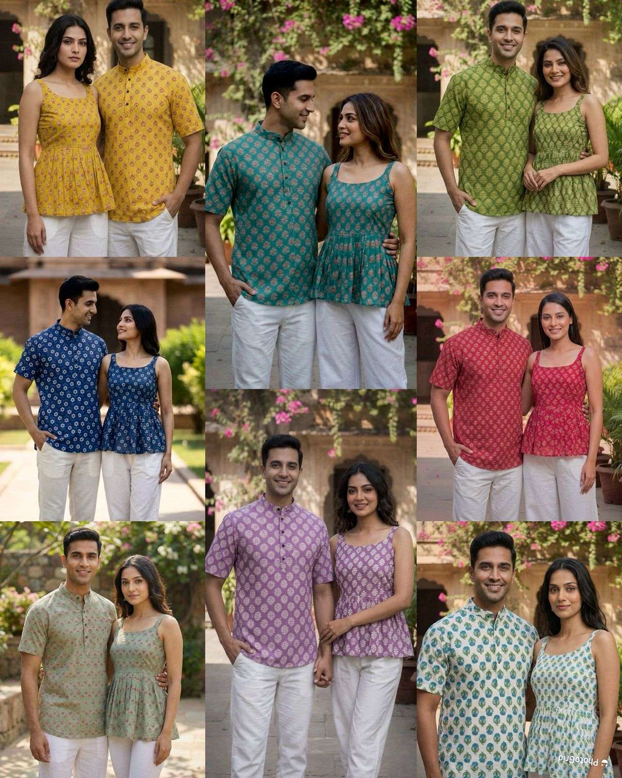 INLI COUPLE SPECIAL COTTON PRINTED MENS KURTA WITH LADIES TOPS COLLECTION 