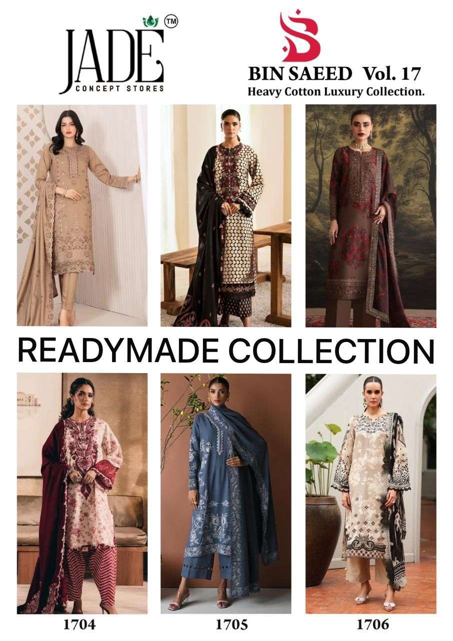 JADE BIN SAEED HEAVY COTTON LUXURY COLLECTION VOL 17 READY MADE COLLECTION