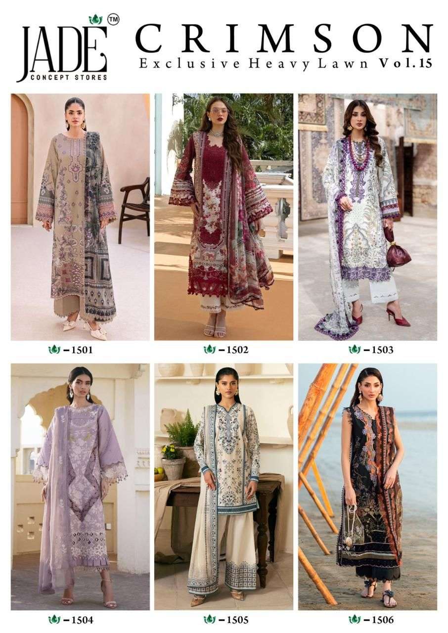 JADE CRIMSON EXCLUSIVE HEAVY LAWN COLLECTION VOL 15 NEW DESIGNS LAWN COTTON SALWAR SUIT