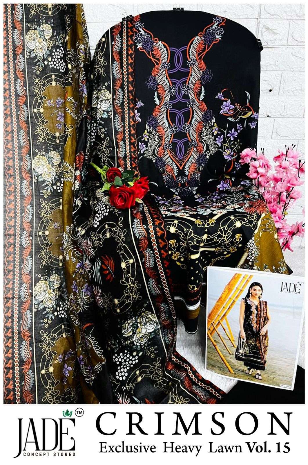 JADE CRIMSON EXCLUSIVE HEAVY LAWN COLLECTION VOL 15 NEW DESIGNS LAWN COTTON SALWAR SUIT