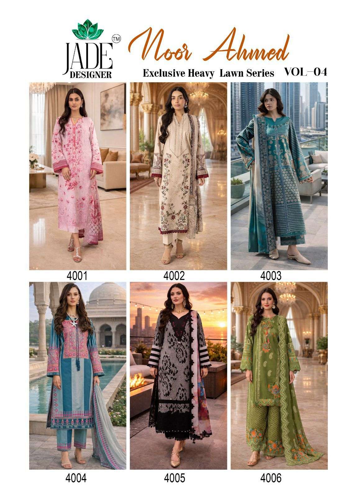 JADE DESIGNER NOOR AHMED VOL 4 LAWN COTTON DIGITAL KARACHI PRINTS SALWAR SUIT