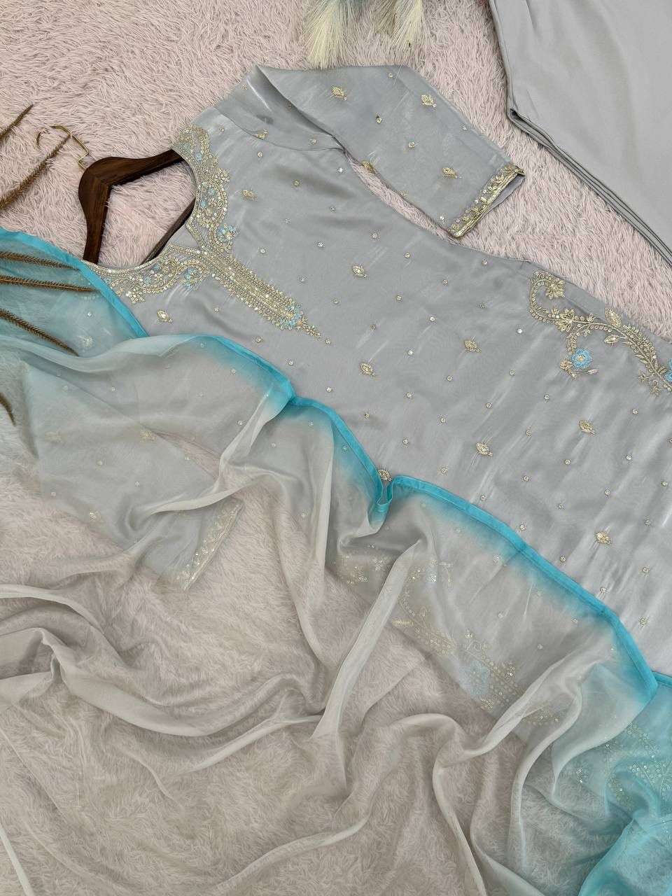 JD 629 SILK EMBROIDERY DESIGNER FESTIVE WEAR LADIES SUIT